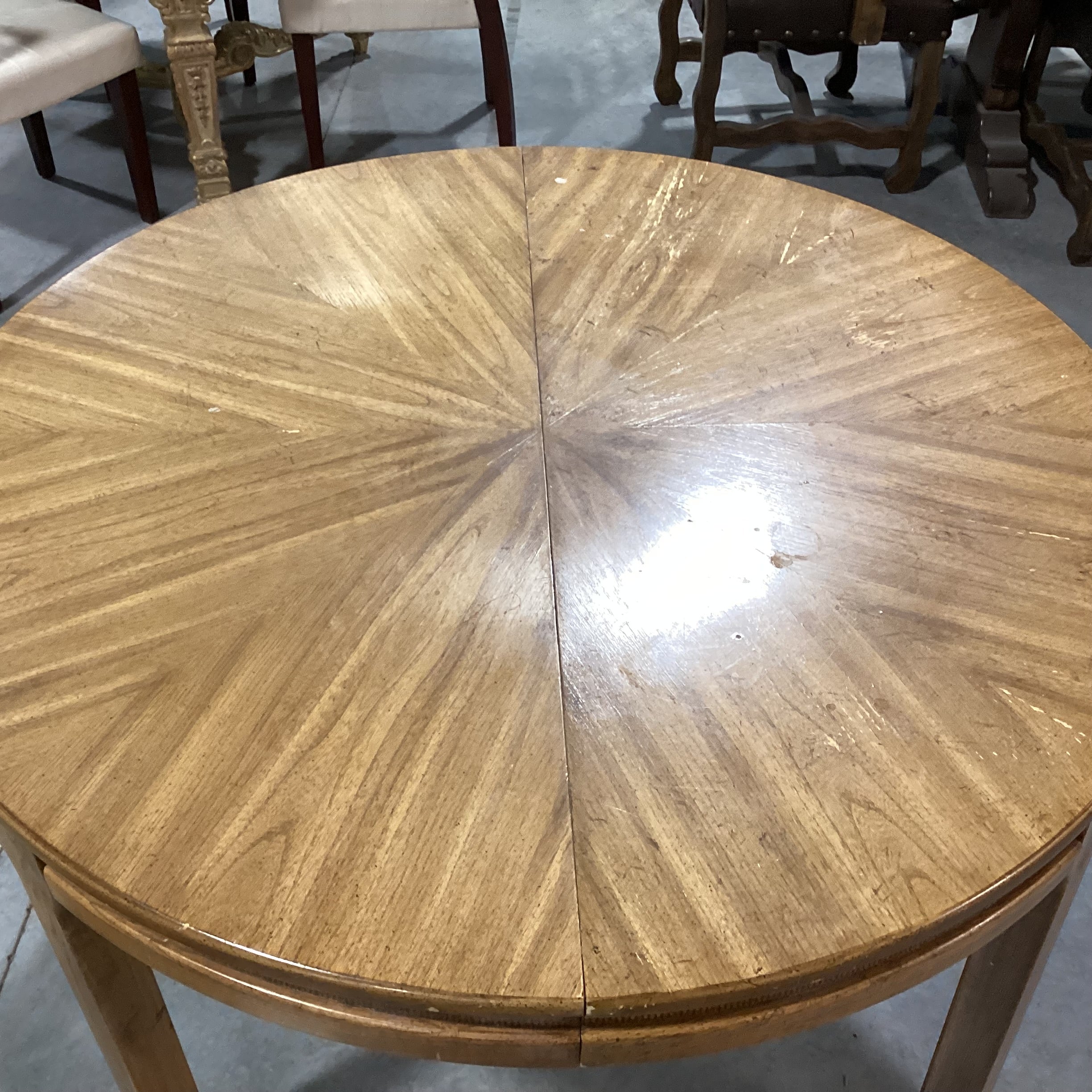 Round Wood & Veneer with Woven Edge Detail Dining Table 48" Diameter x 30"