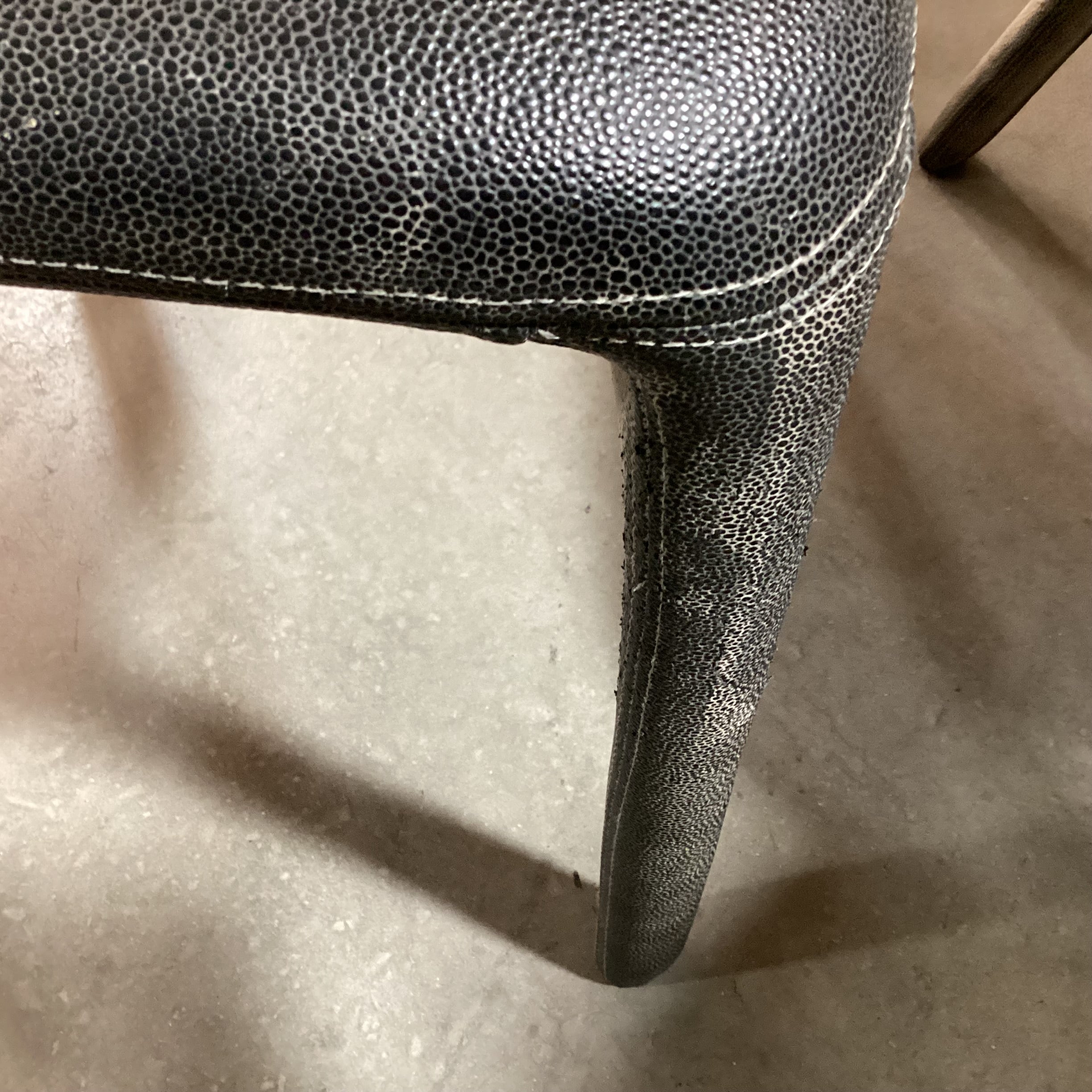 SET of 4 Dom Italia Distressed Grey Shagreen Style Leather Opera Dining Chairs 21"x 20"x 33"