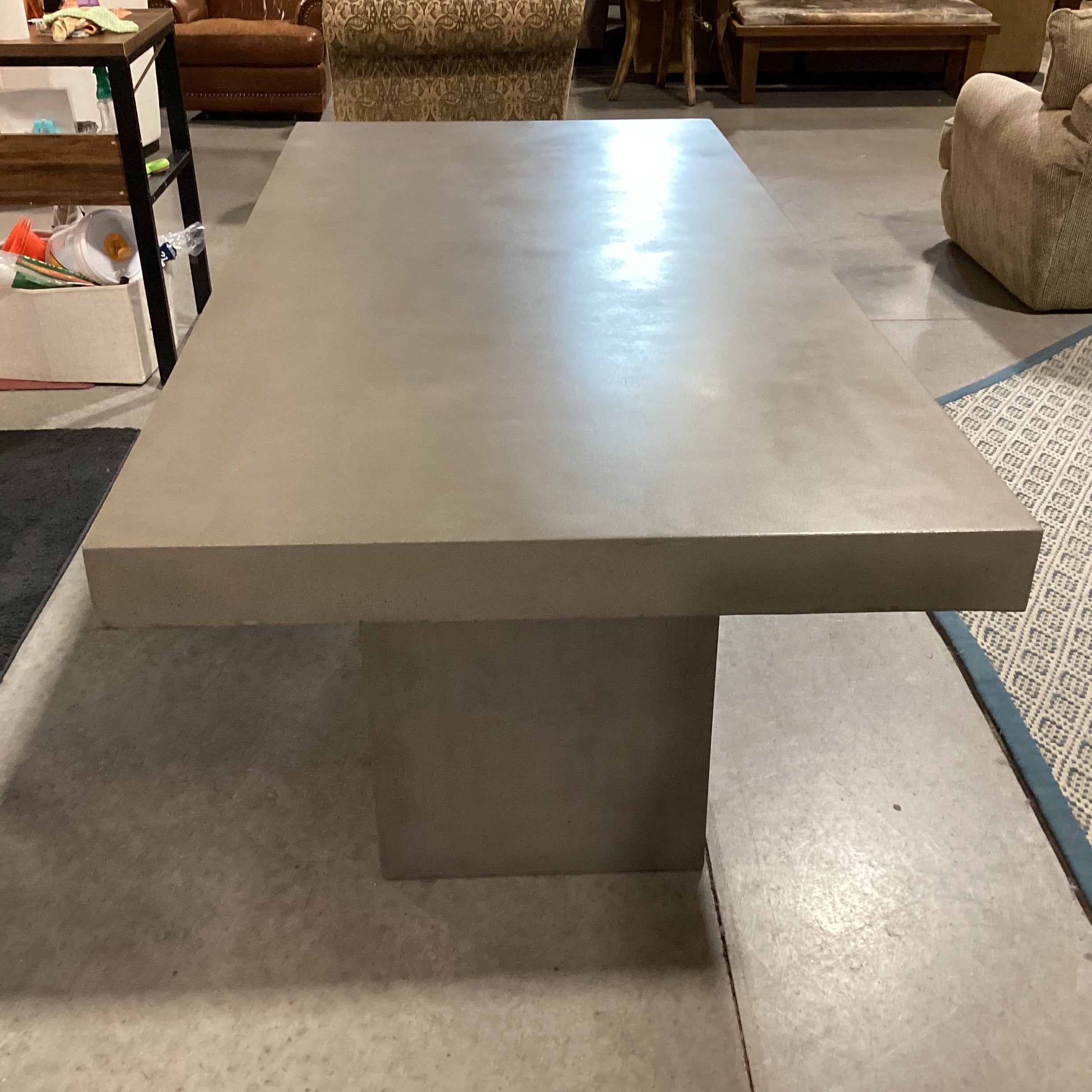 Concrete Double Pedestal Rectangle Dining Table 82.5"x 39.5"x 31"