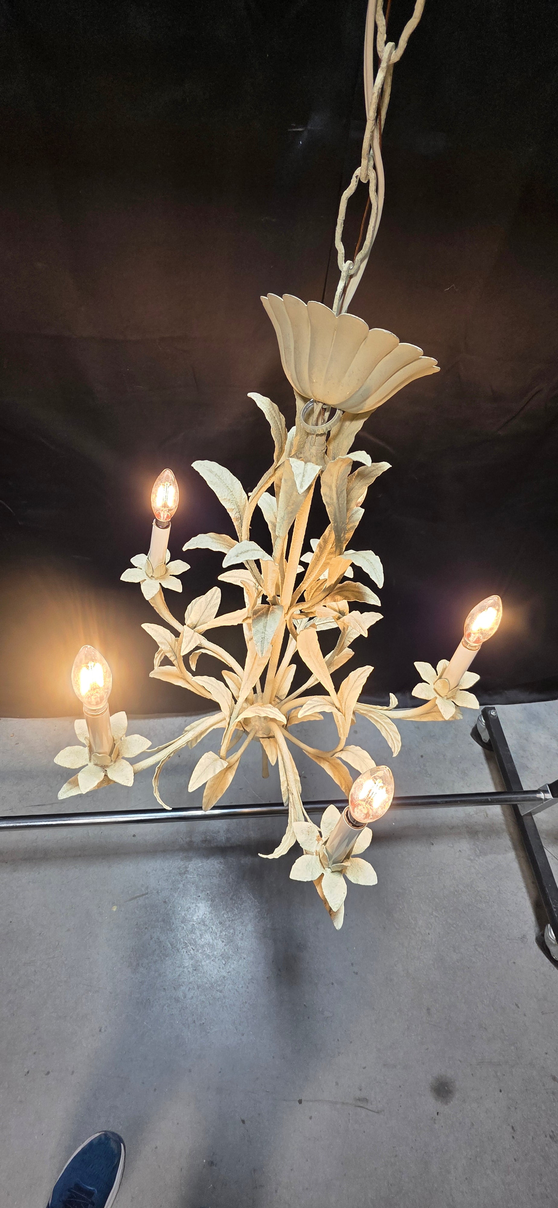 Italian Tole Chandelier Five Lights 21"x22"