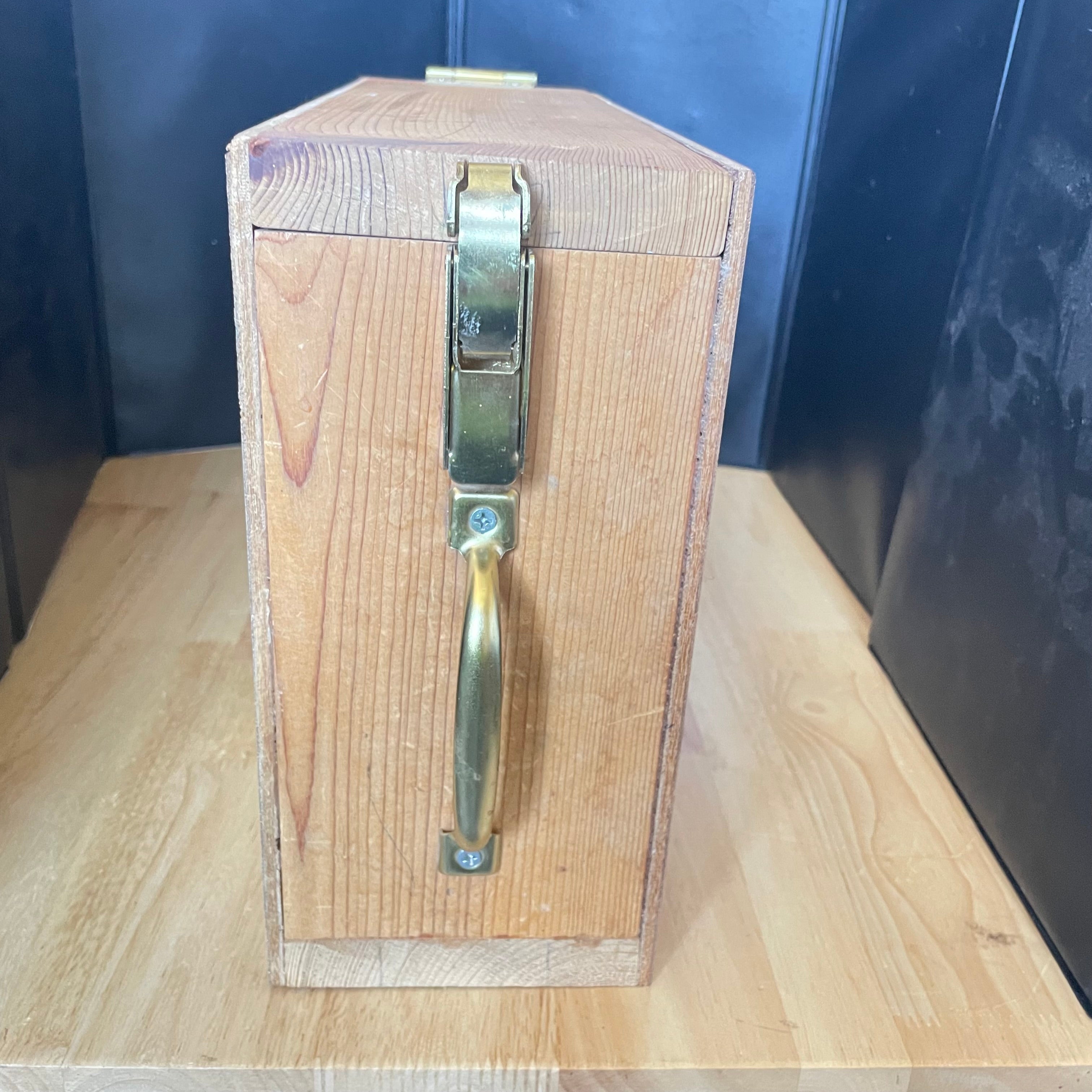 Vintage Wood Artist Studio Desktop 16 Slot Small Print Drying Box, 9.5"x 4.5"x 14"