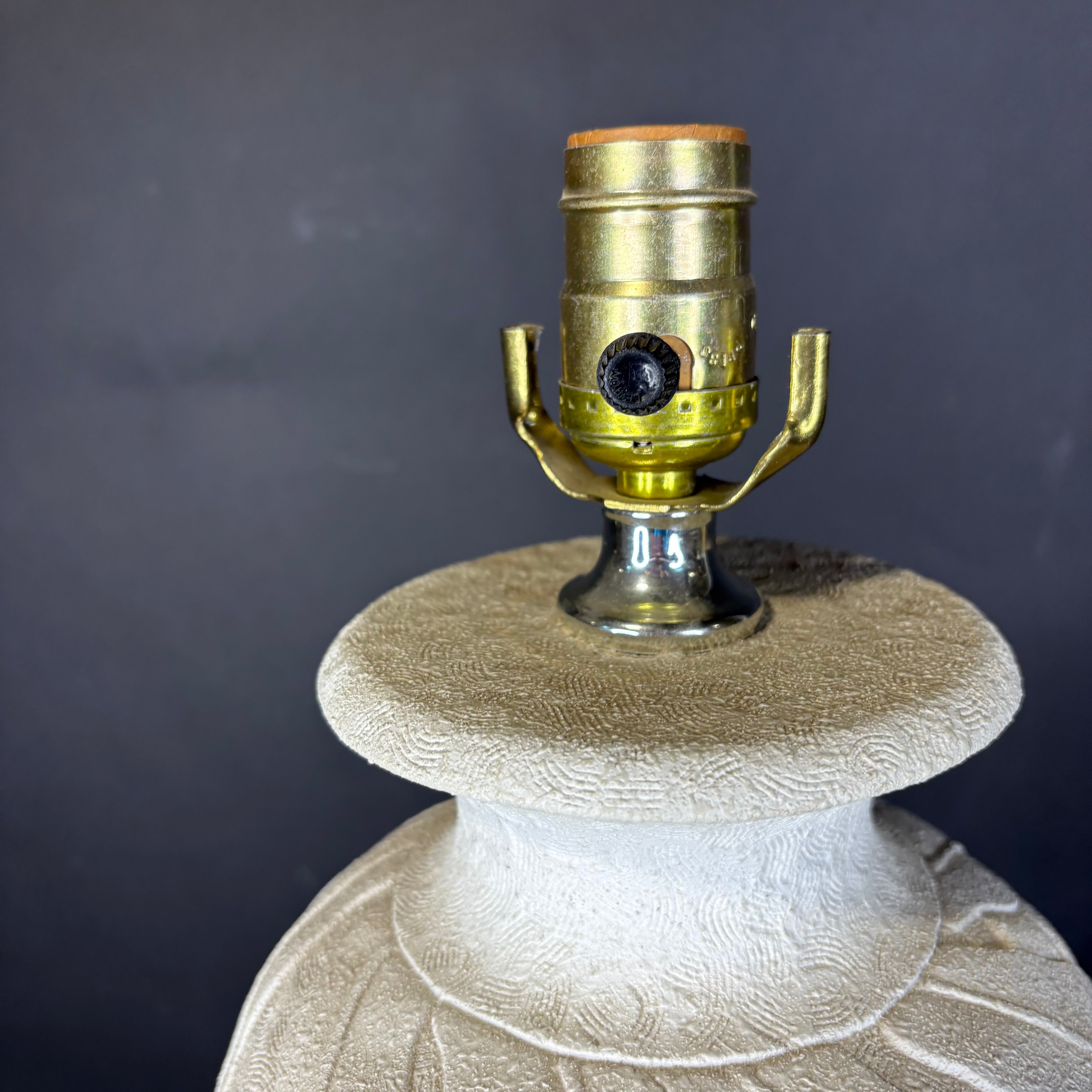 Post-Modern Cream Plaster Banana Leaf Table Lamp 9” Diameter x 19”