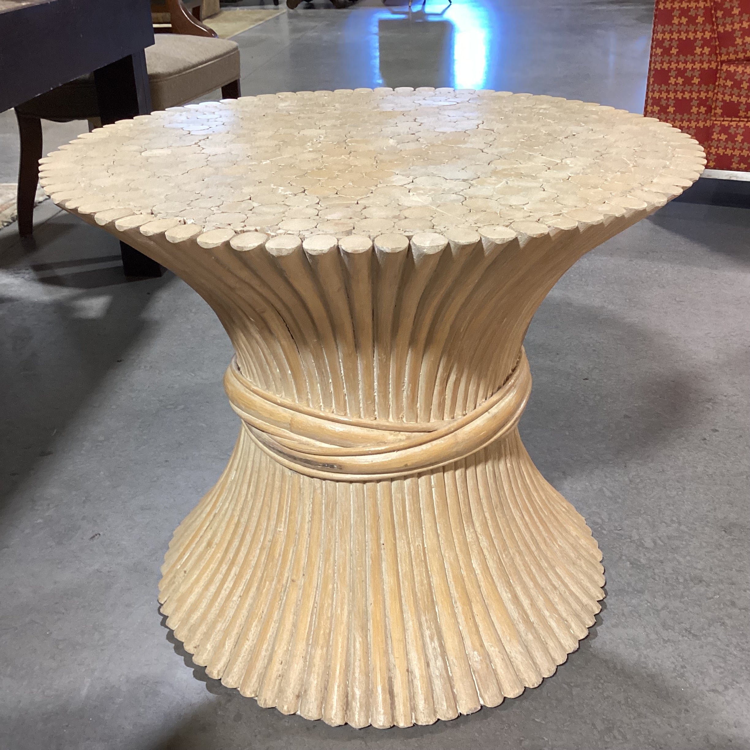 McGuire Style Sheaf of Wheat Accent Table 27" Diameter x 22"
