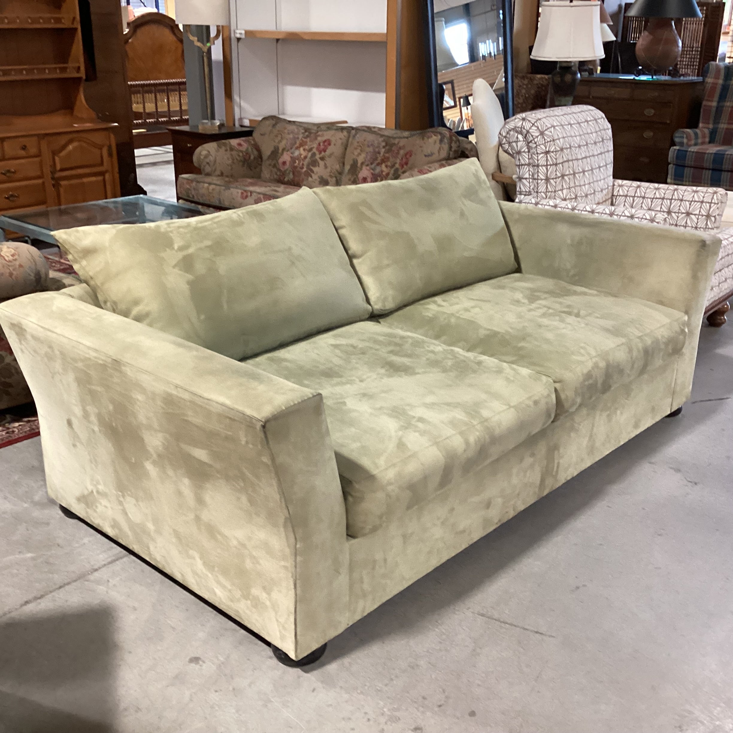 Light Sage Ultra Suede Sofa 87"x 43"x 27"