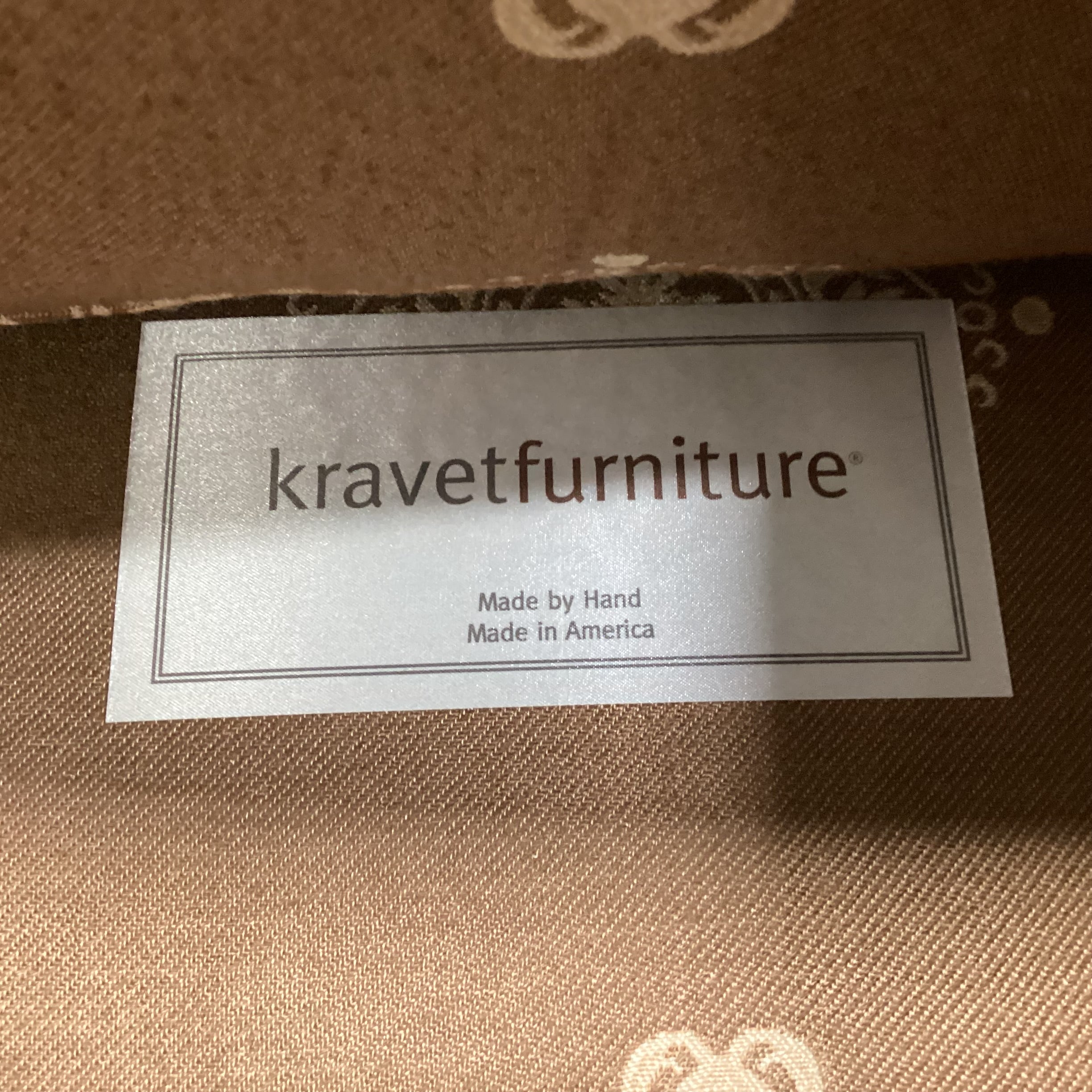 Kravet Furniture Custom Brown with Gold Floral Medallion Swivel Chair 36"x 36"x 36"