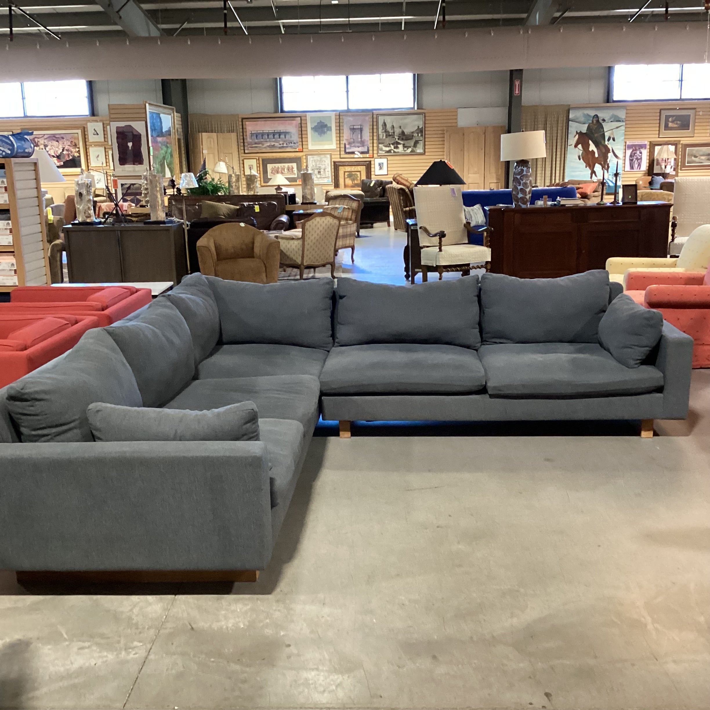 West Elm Harmony Dark Grey 3 Piece Sectional 110"x 120"x 42"x 28.5"