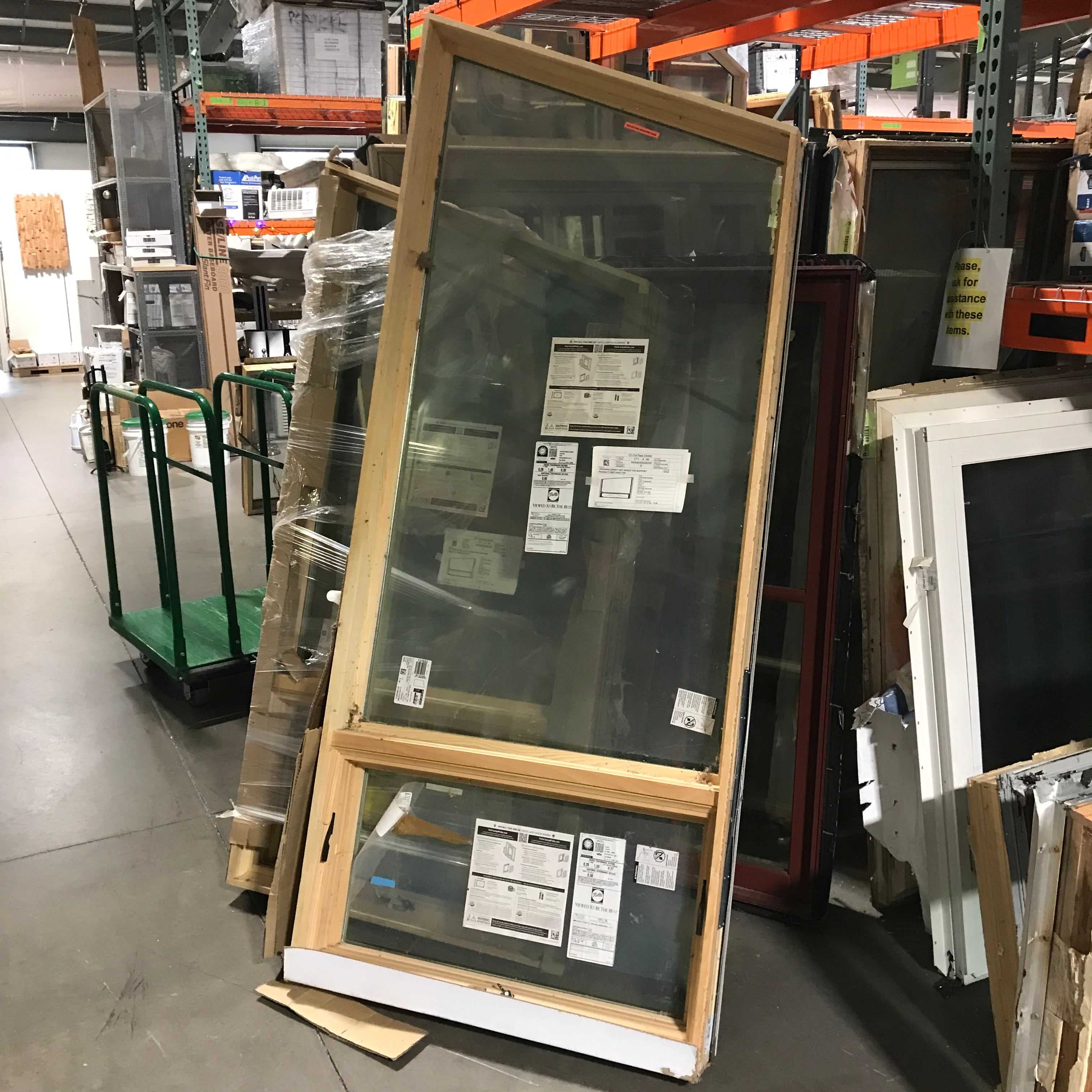 36"x 87.75"x 5" Rough Opening Pella Tan Metal Clad 1 FIXED Panel and Lower Canopy Style Single Casement Exterior Window