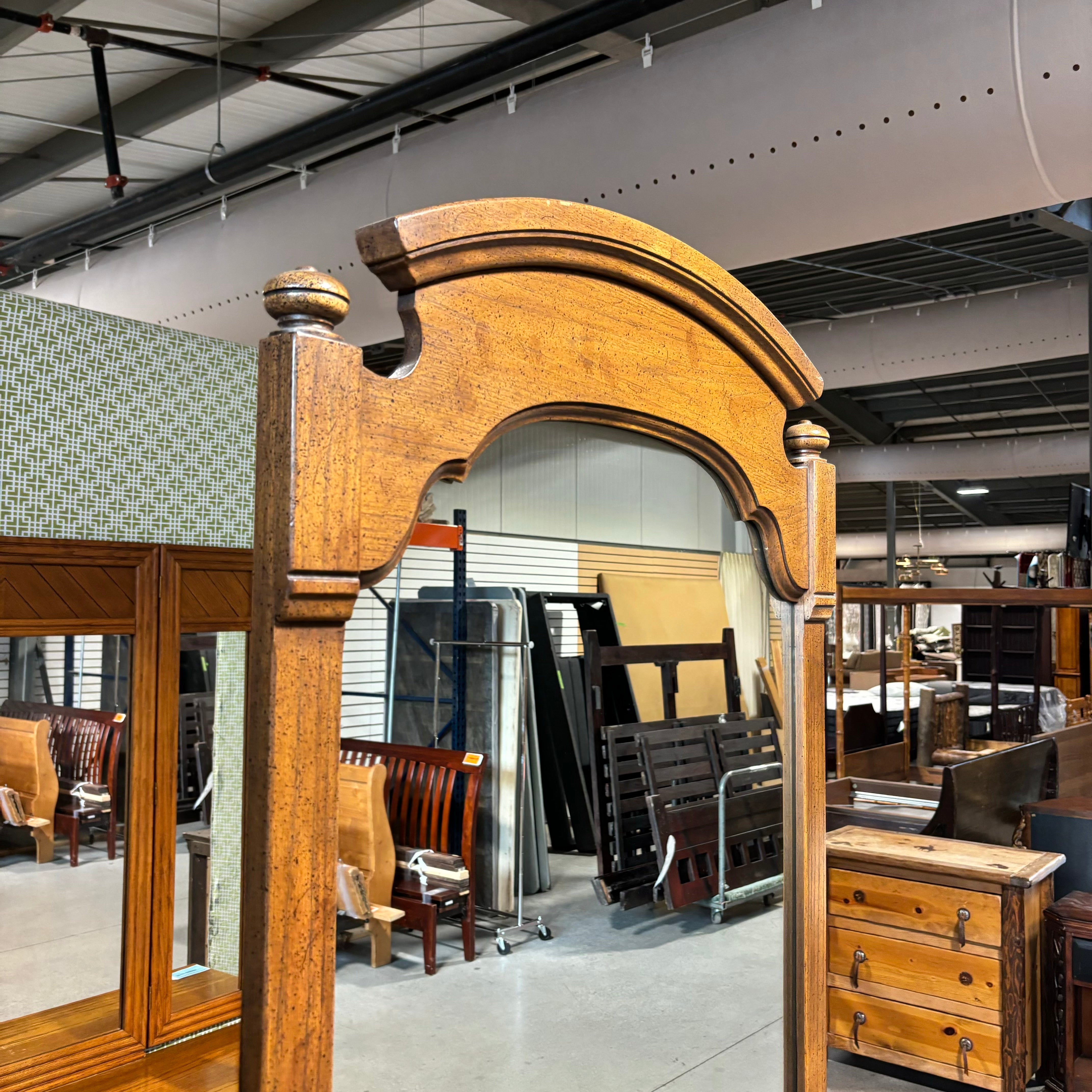 United Furniture Spanish Styl Dark Finish Wood & Brass Tone Handle 9 Drawer with Mirror Dresser 68"x 21"x 85"