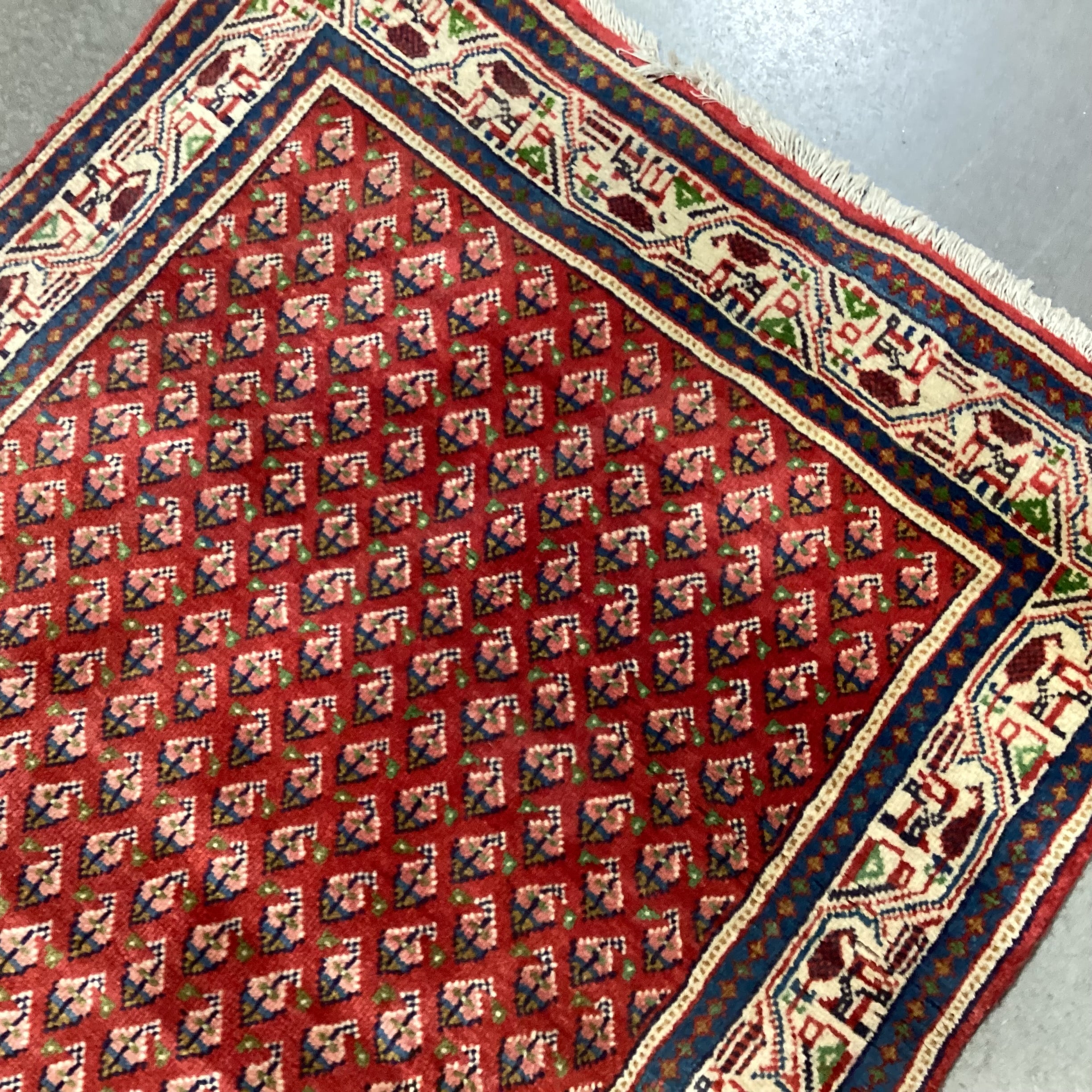 Markazi Botemir Authentic Persian Red Woven Wool Runner Rug 2'10"x 16'7"