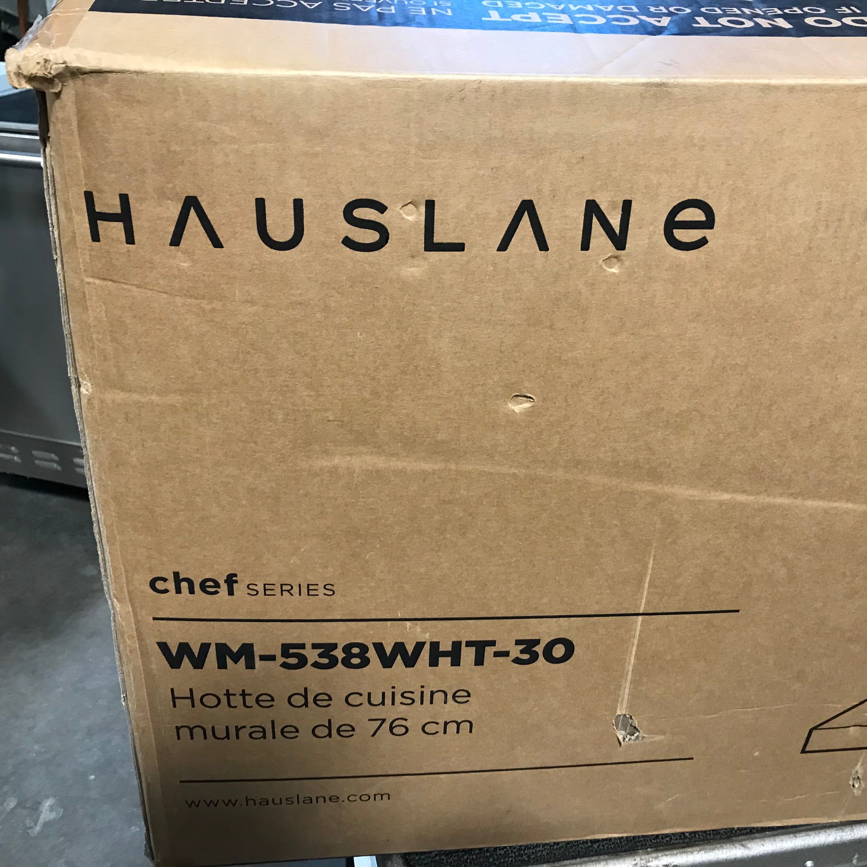 Hauslane WM-538 WHT-30 Convertible 860 Cfm Internal Blower Range Hood 30"x 19"x 25.5" (NEW IN BOX)