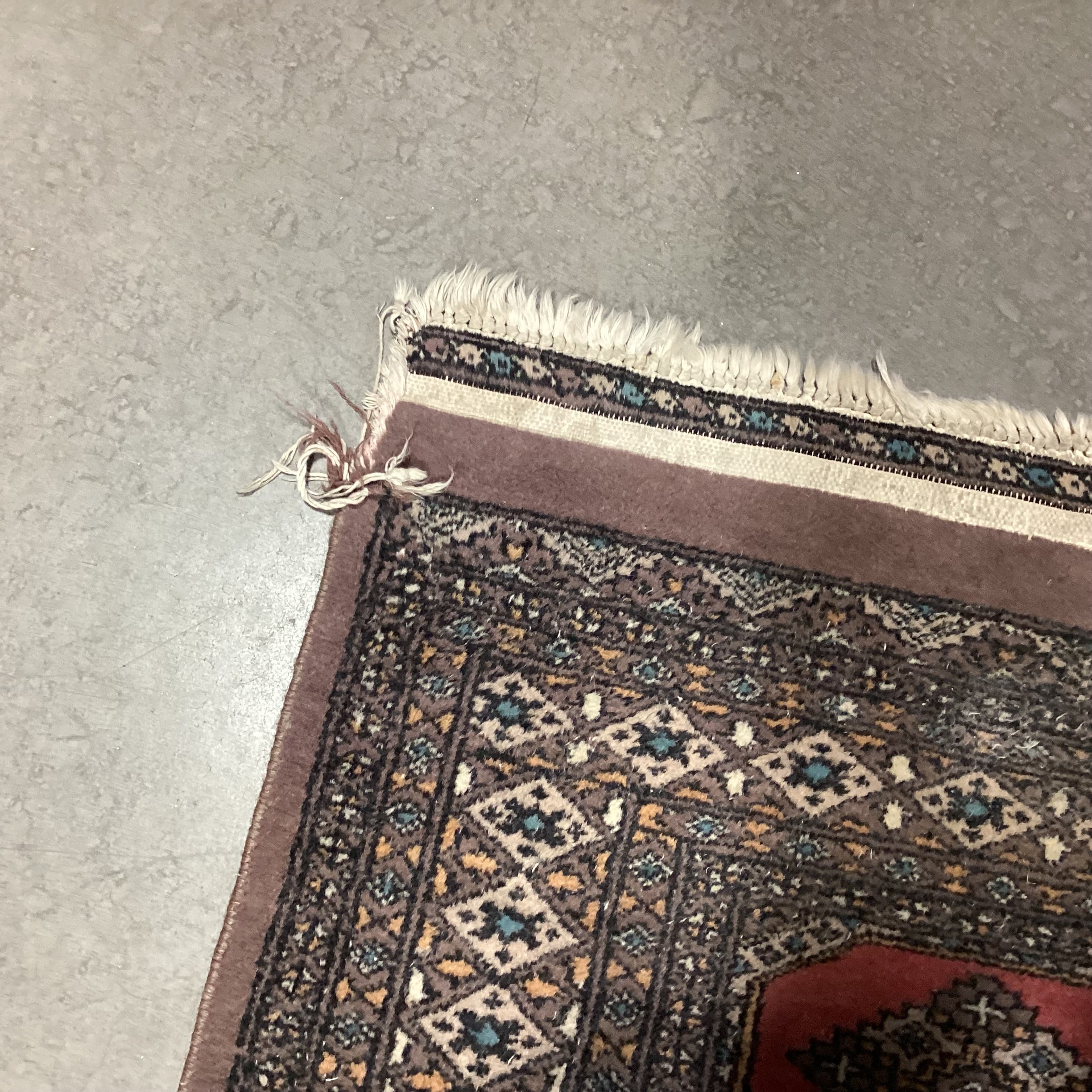 Vintage Pakistan Red Blue Brown Hand Woven Wool Rug 4'3"x 6'7"