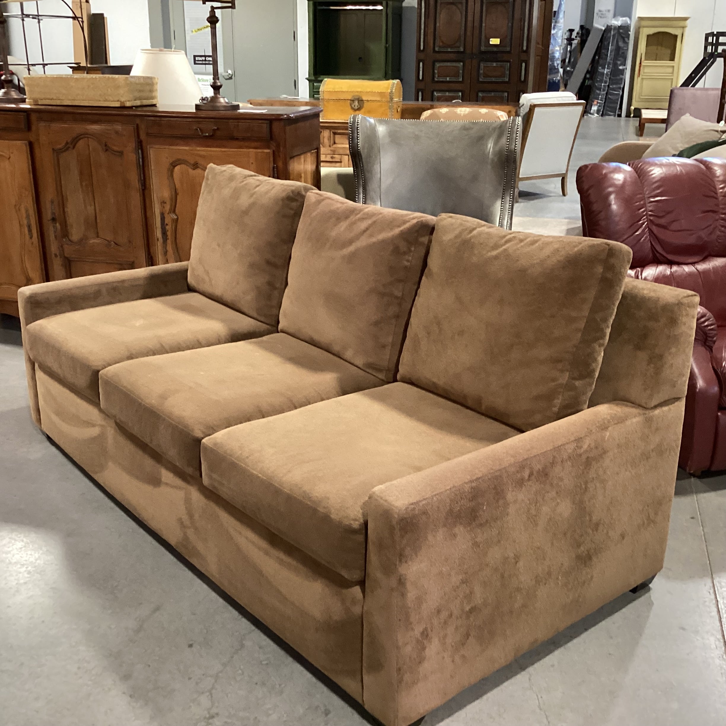 Lazar Industries Brown Plush Sofa 84"x 40"x 34"