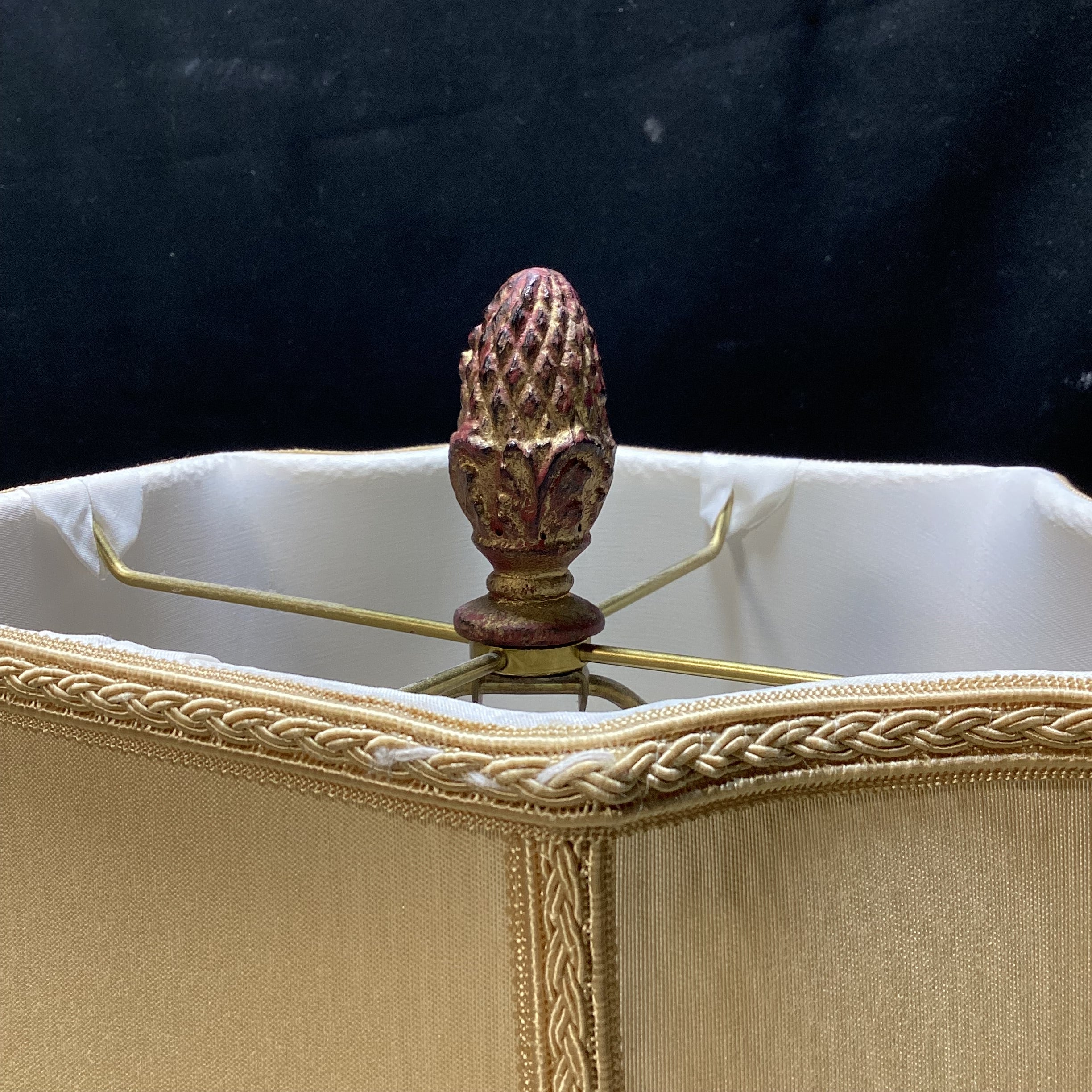 Red Neoclassical Style Table Lamp With Gold Accents And Shade 18" x 33" x 7"