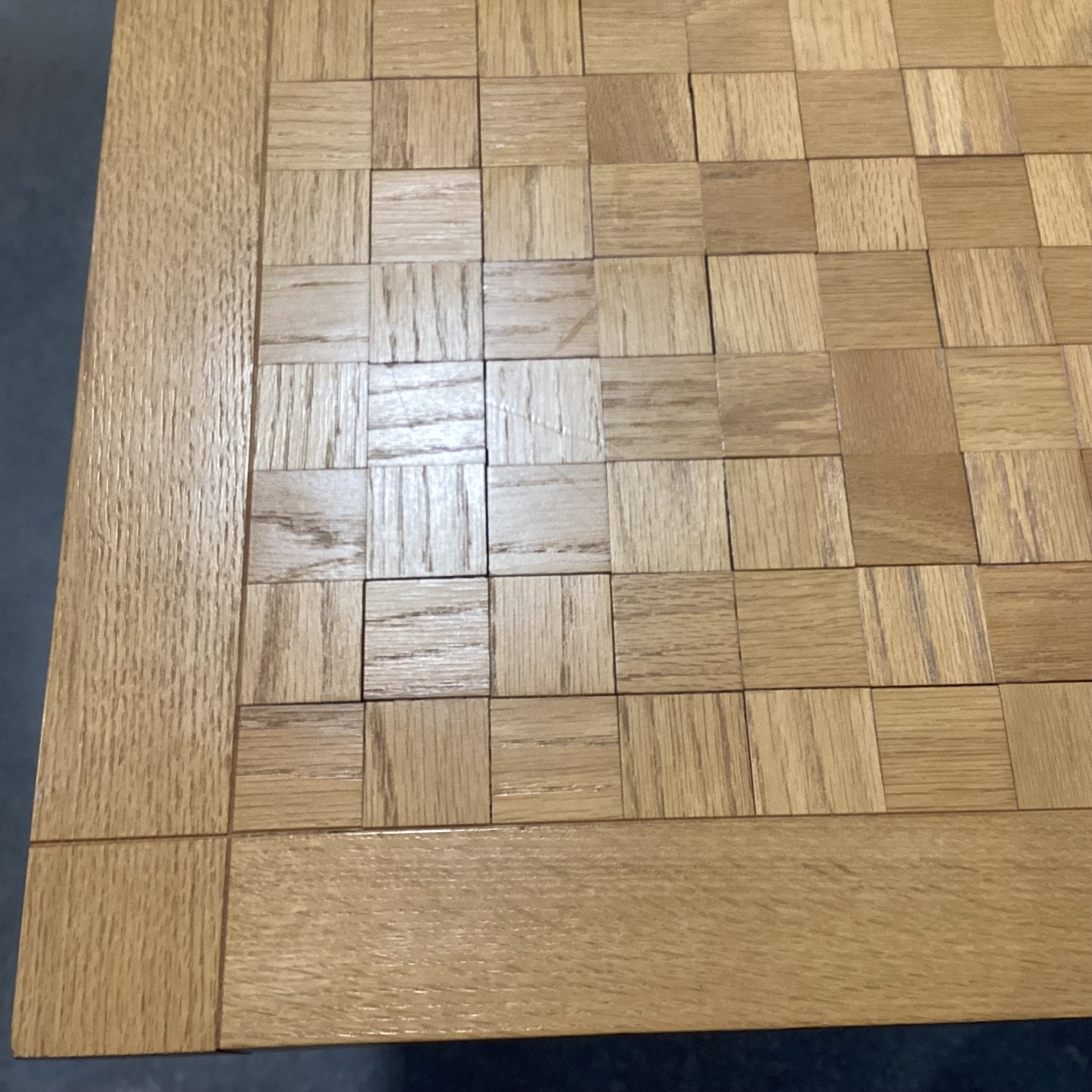 Frank Lloyd Wright Style Light Oak with Block Style Inset Dining Table 77.5"x 49.5"x 29.5"