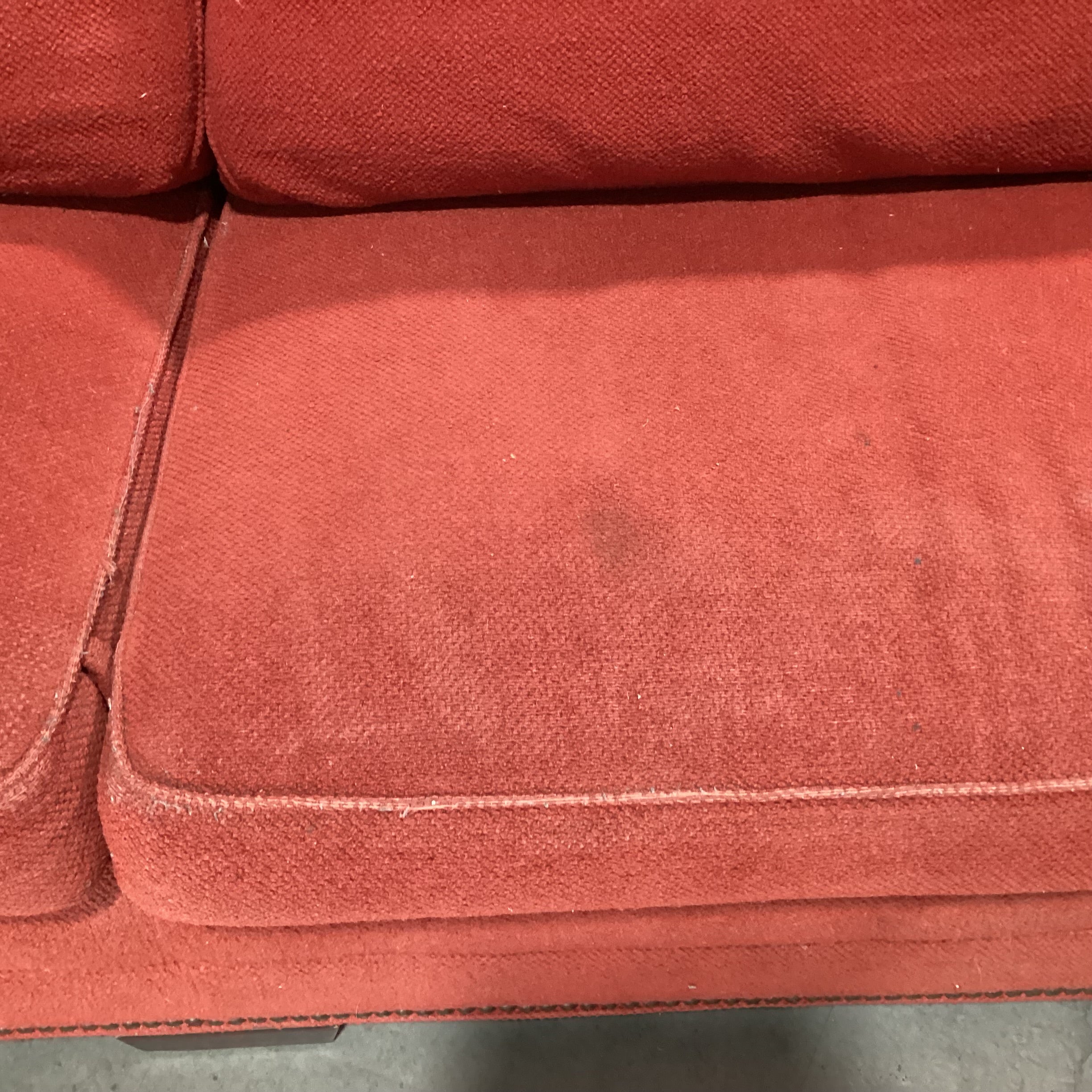 Stanford Furniture Red Boucle Nailhead Down Mix Sofa 90"x 41"x 37"