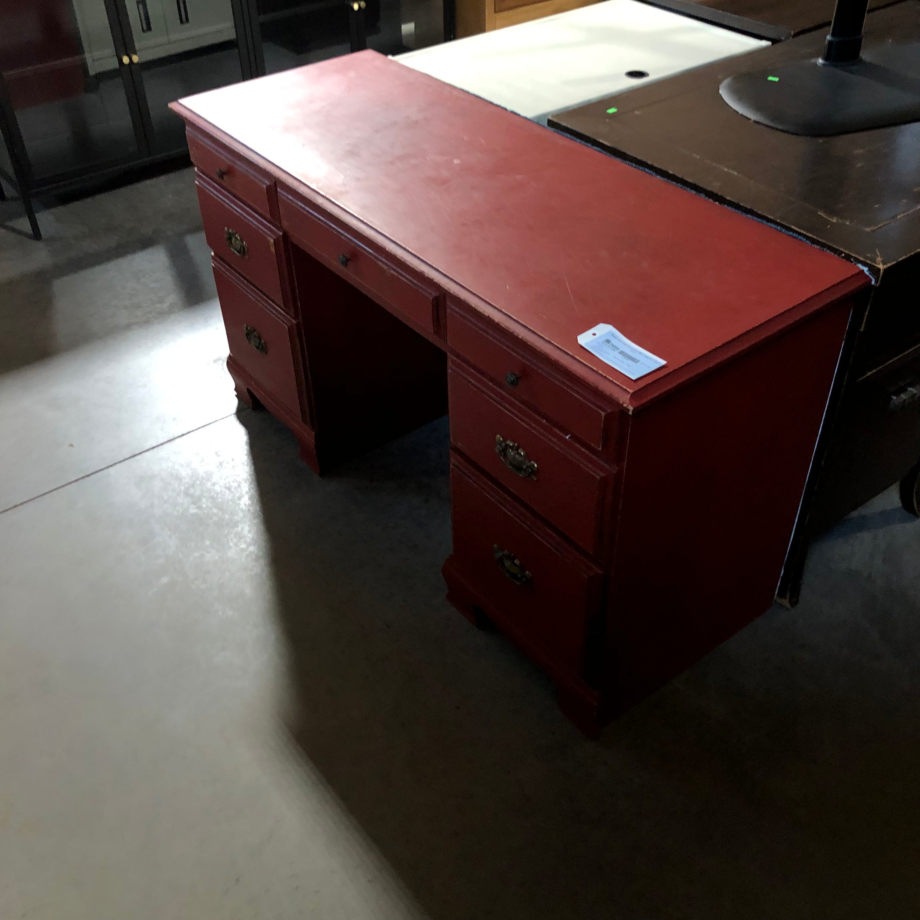 Rustic Style Solid Wood Red Office Desk 54"x 20.5"x 30.5"