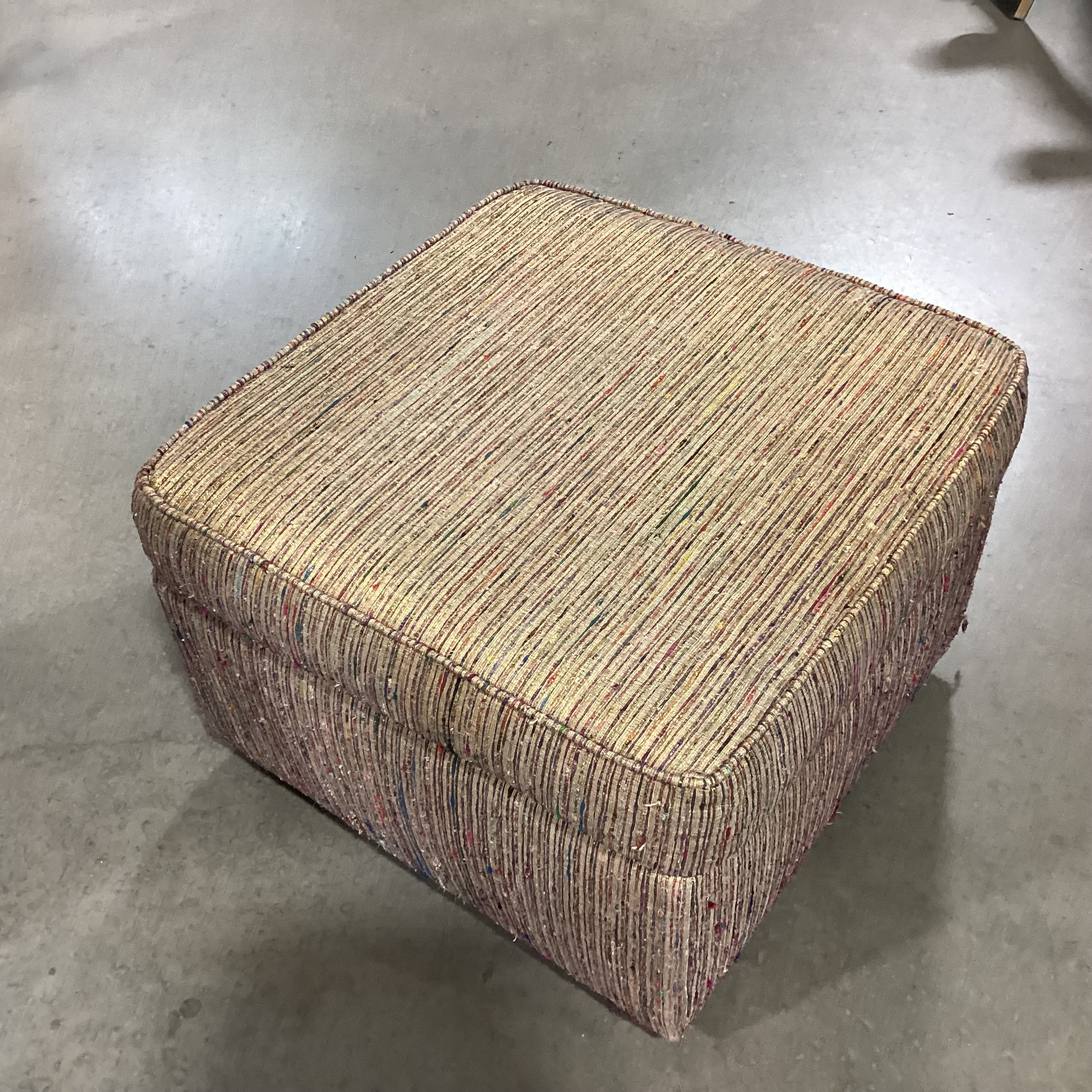 Gold Multi Woven Ottoman 26"x 26"x 19"