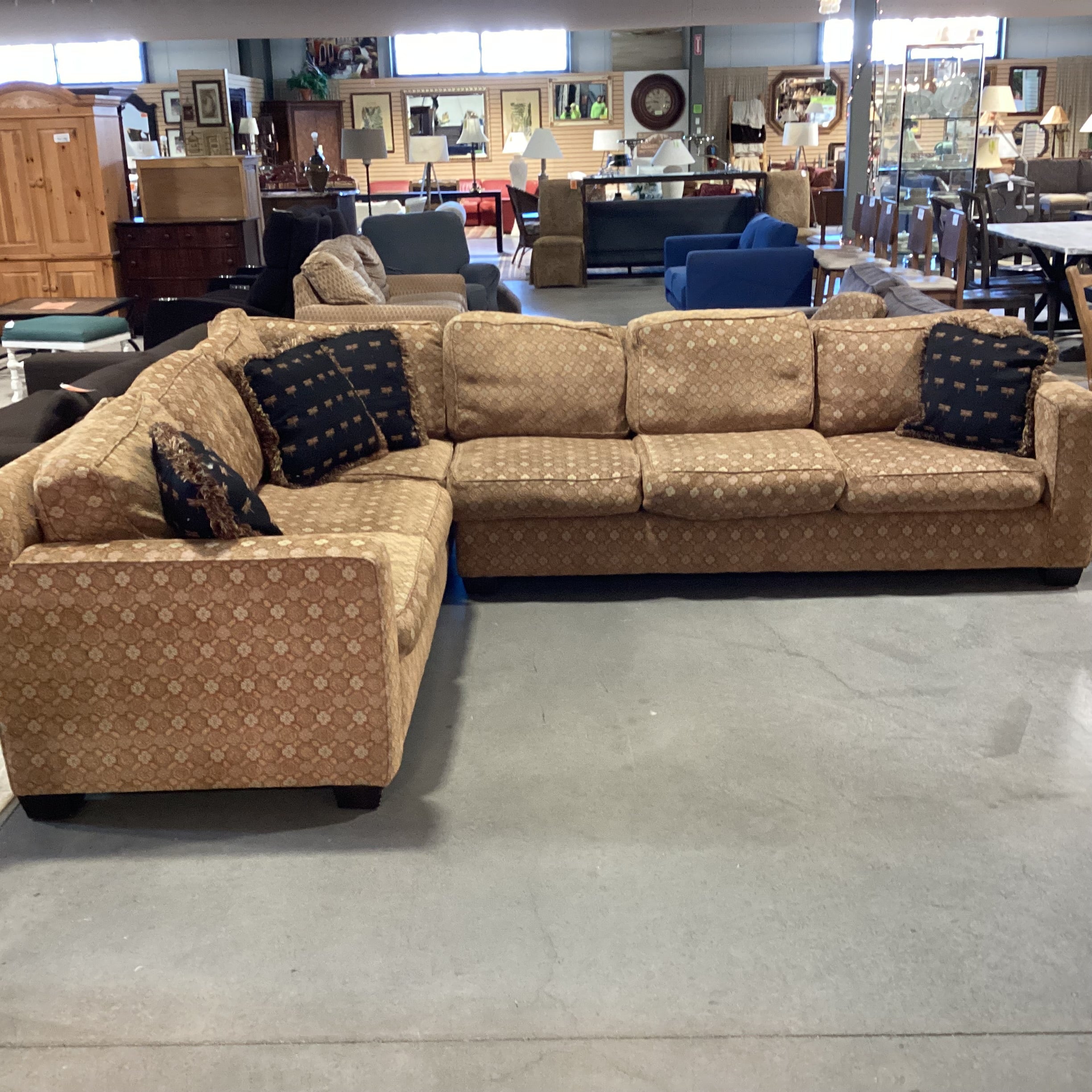 Cisco for Life Gold Multi Pattern 2 Piece Sectional 95"x 123"x 37"x 32"