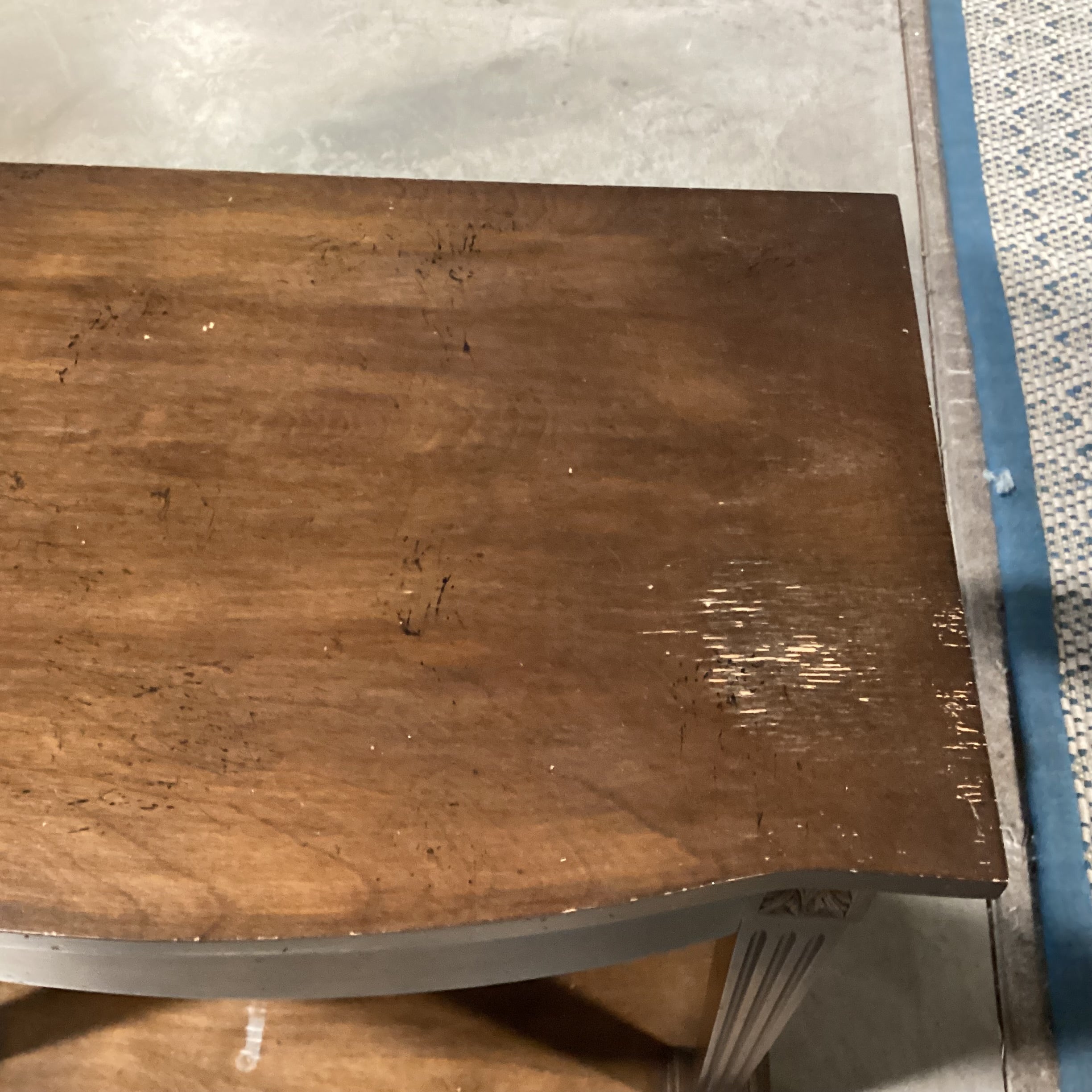 Vintage Finished Wood & Veneer with Fabric Back 1 Drawer End Table 28"x 18"x 26"