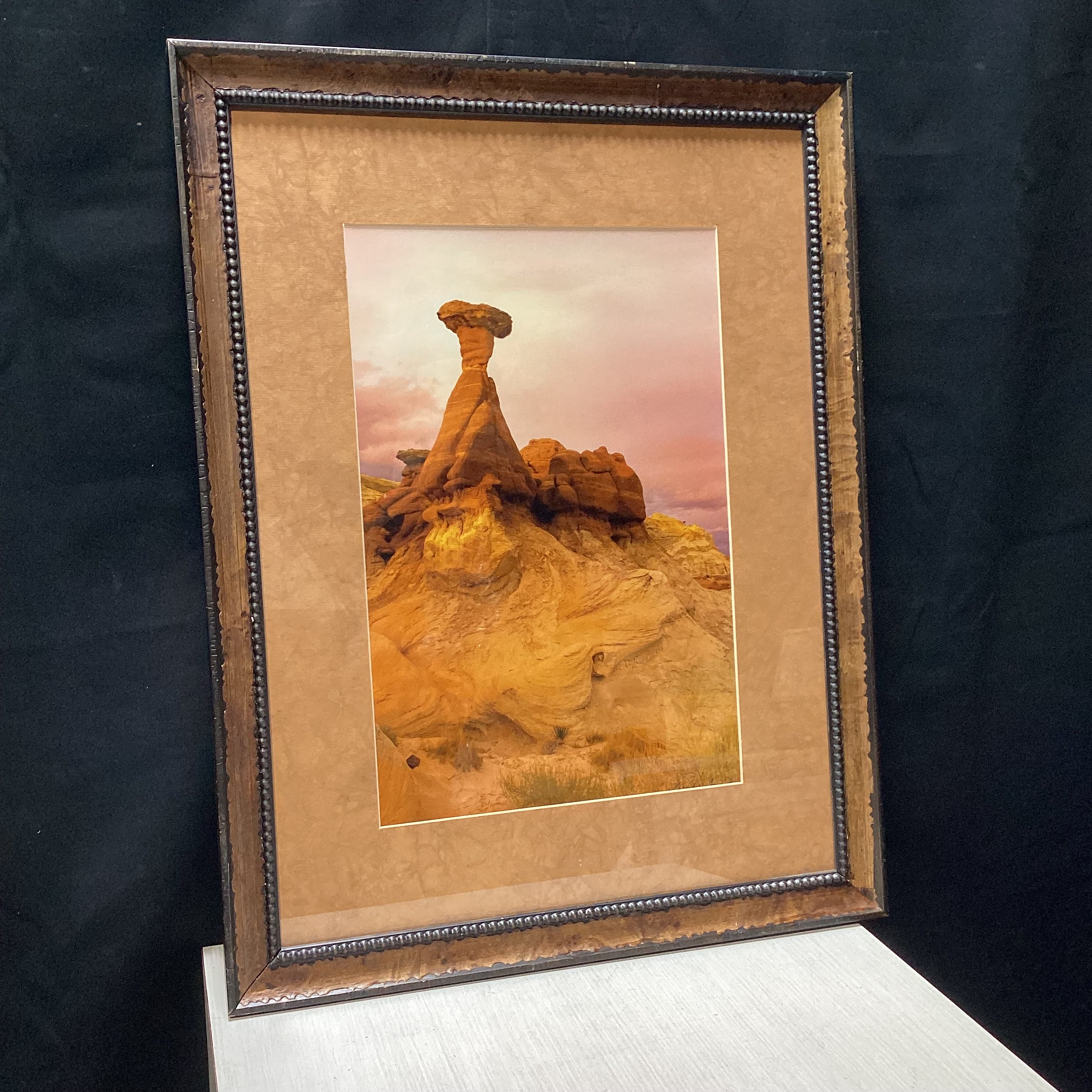 Toadstool Hoodoo Photograph In Wooden Frame 20.5" x 26.5"