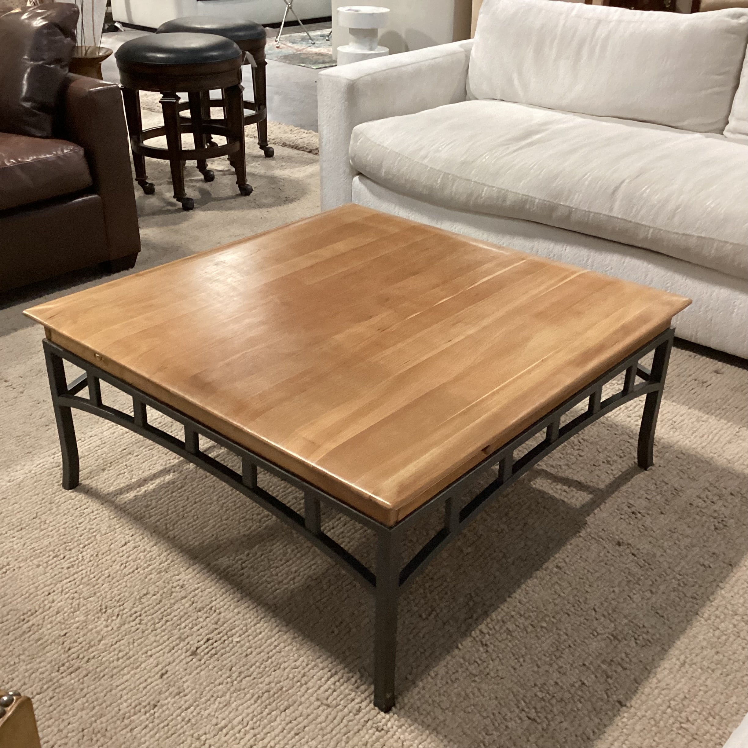 Wood & Metal with 4 Sided Pullout Top Coffee Table 38"x 38"x 17"