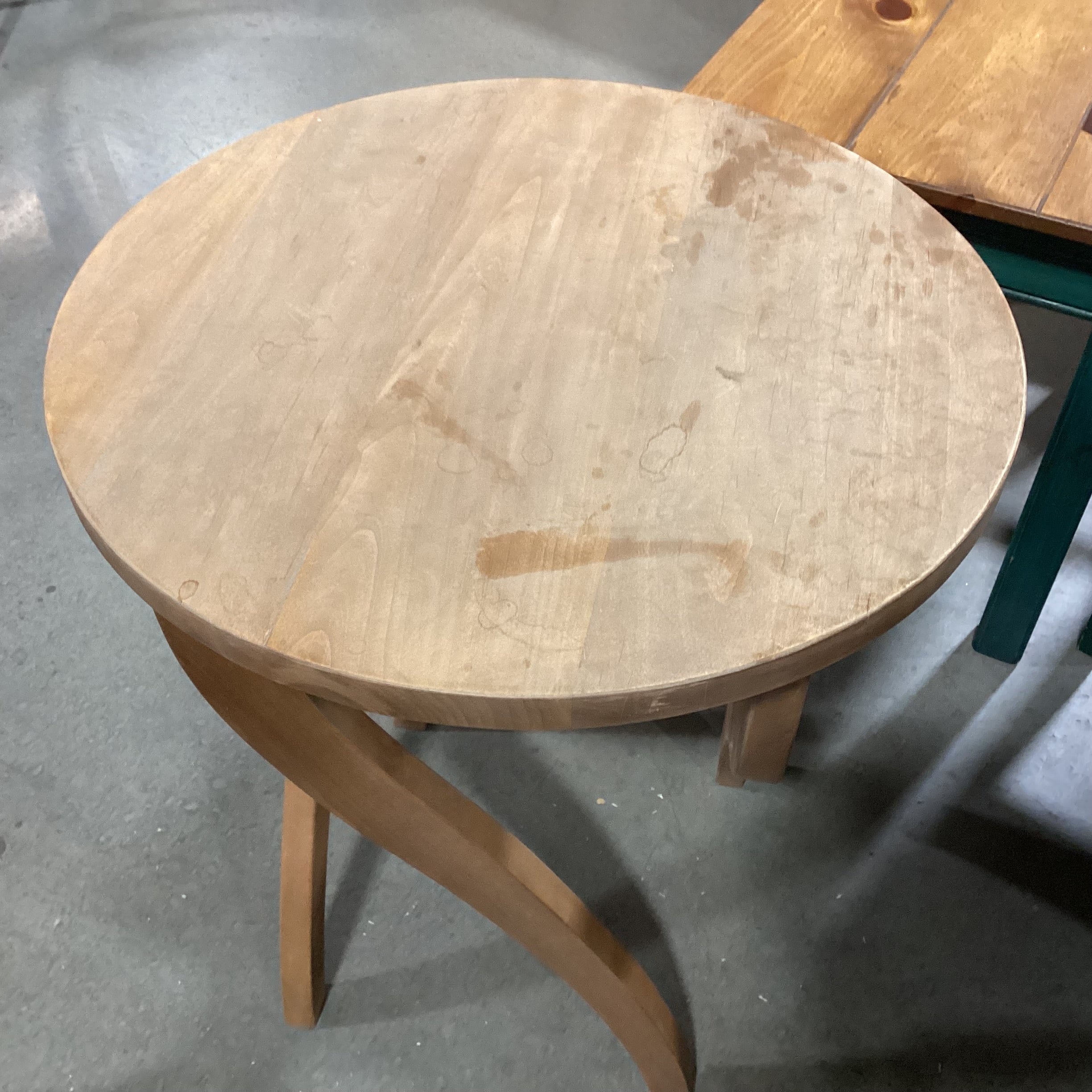 Jaume Torras Style Natural Wood Round & Sculpted Carved Legs End Table 24" Diameter x 29"