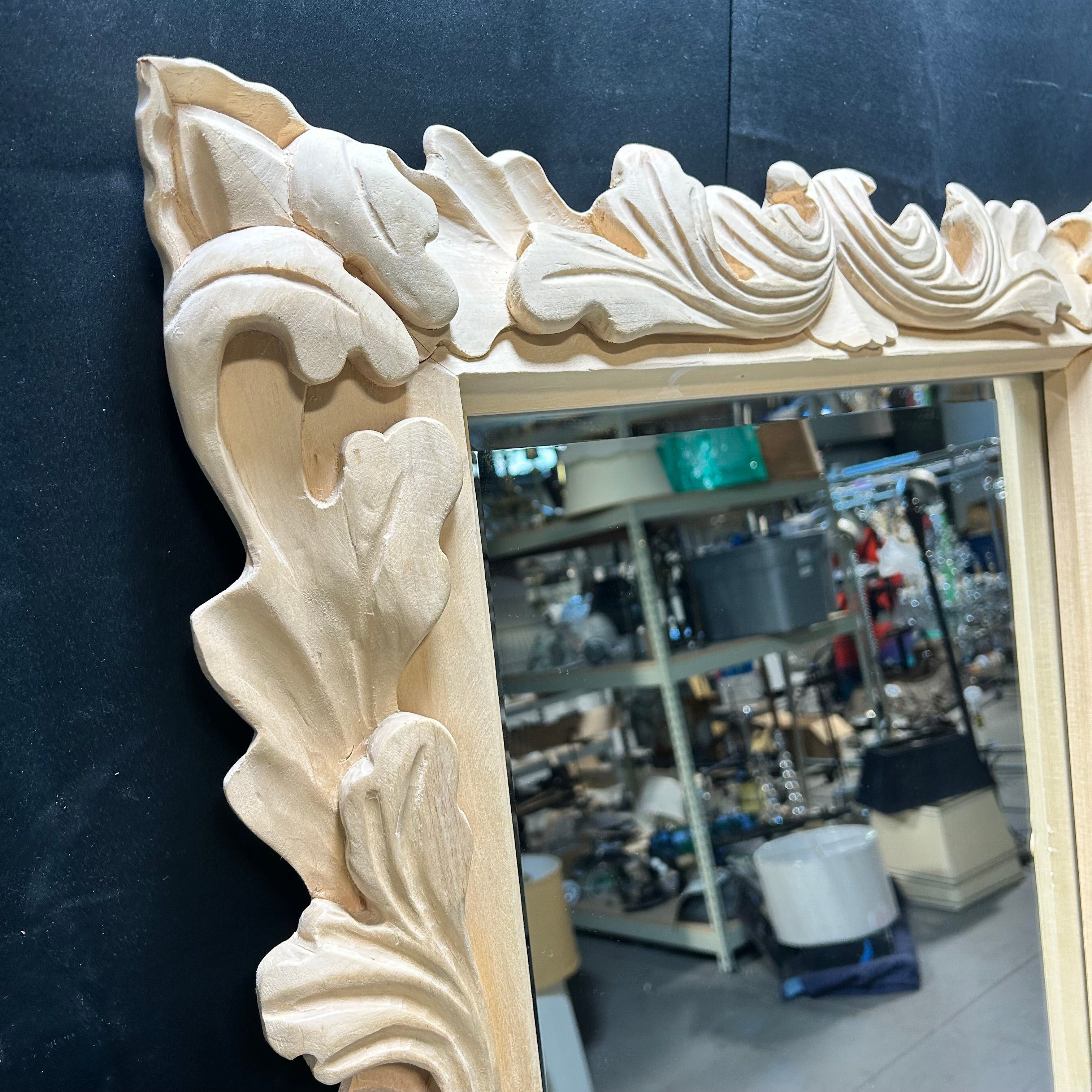 Hand Carved Leaf Scroll Mirror  29"x 37"