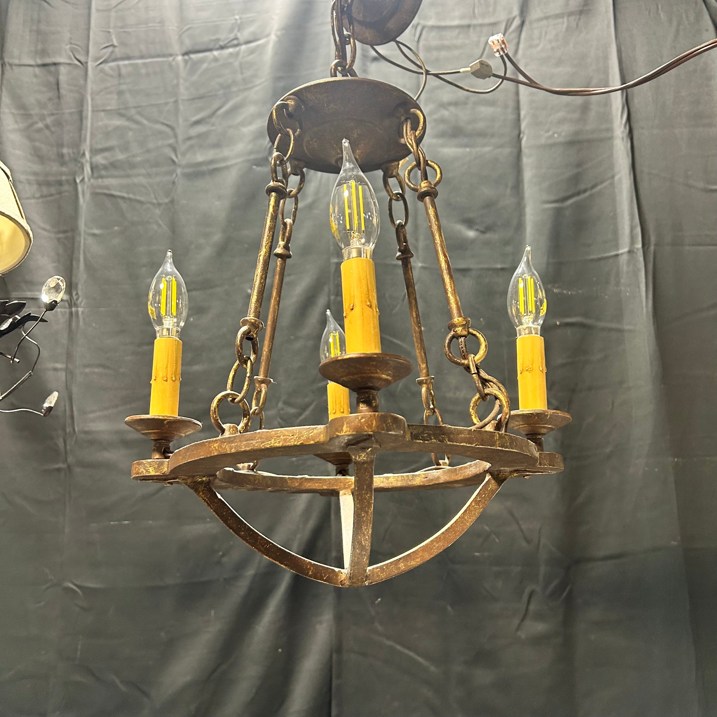 Vintage Medieval Or Gothic Style 4 Light 15"x 27"Chandelier