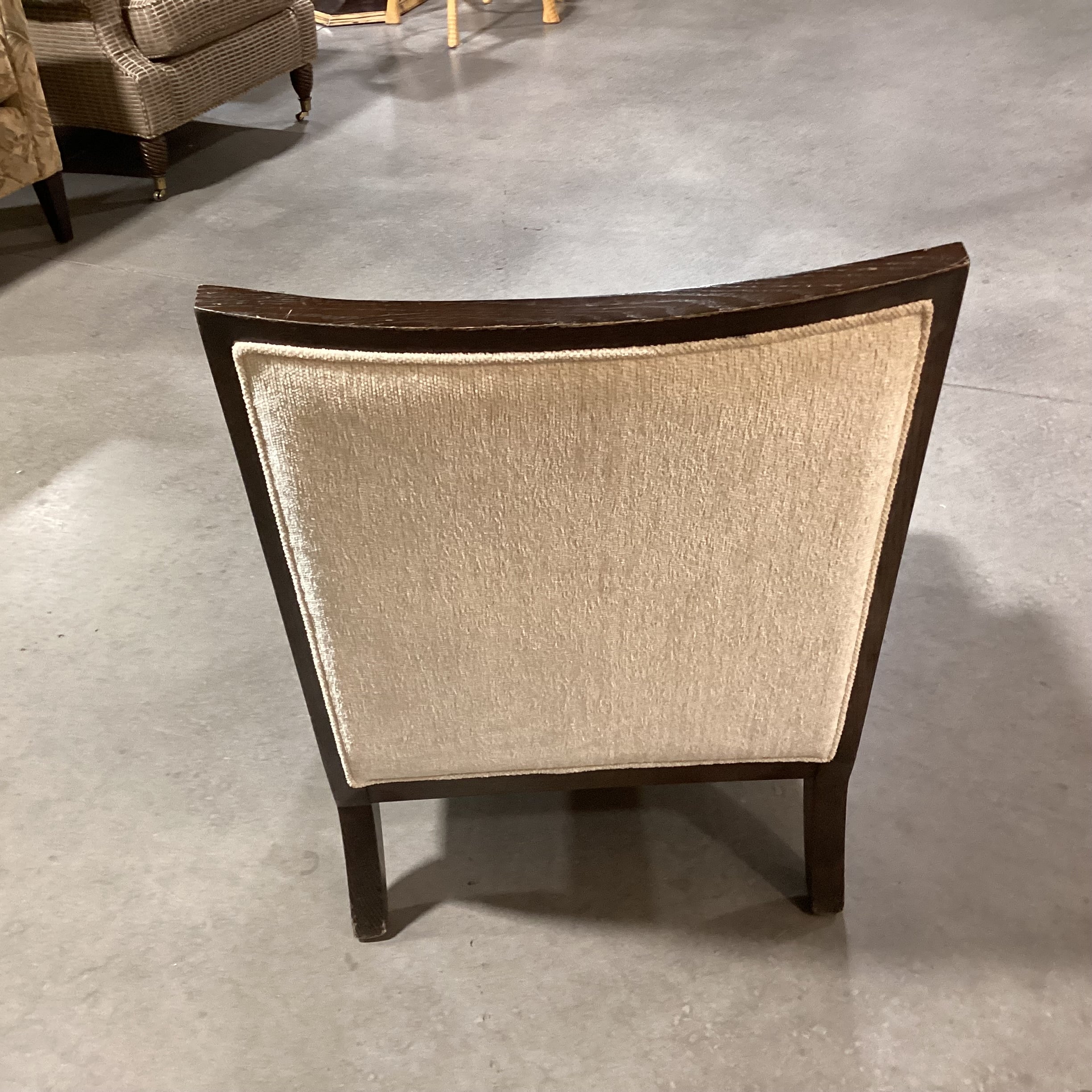 Quality Co. Ivory Chenille Woven & Dark Finish Wood Chair 25"x 30"x 33"