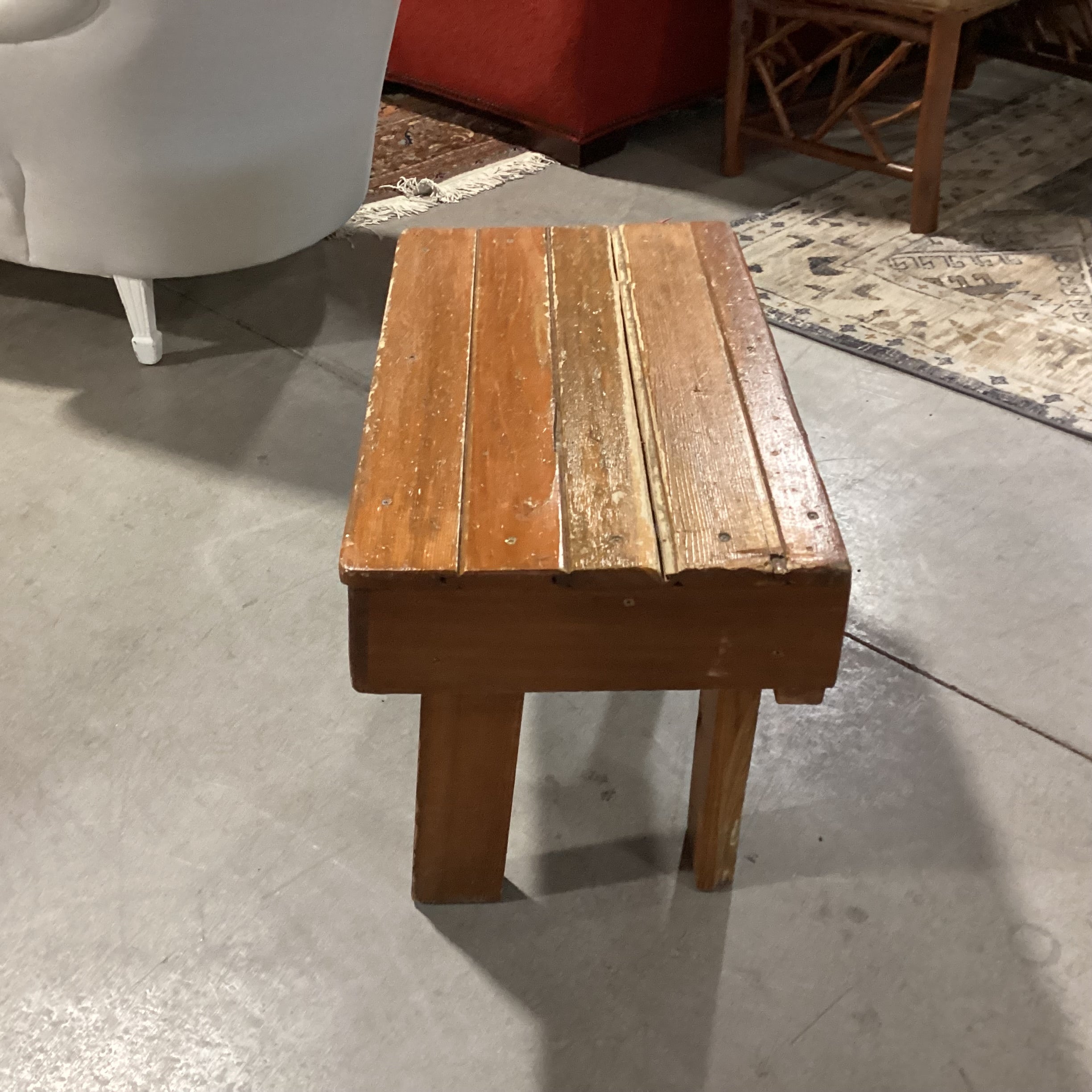 Vintage Hand Crafted Plank Stool End Table 26"x 15"x 17"