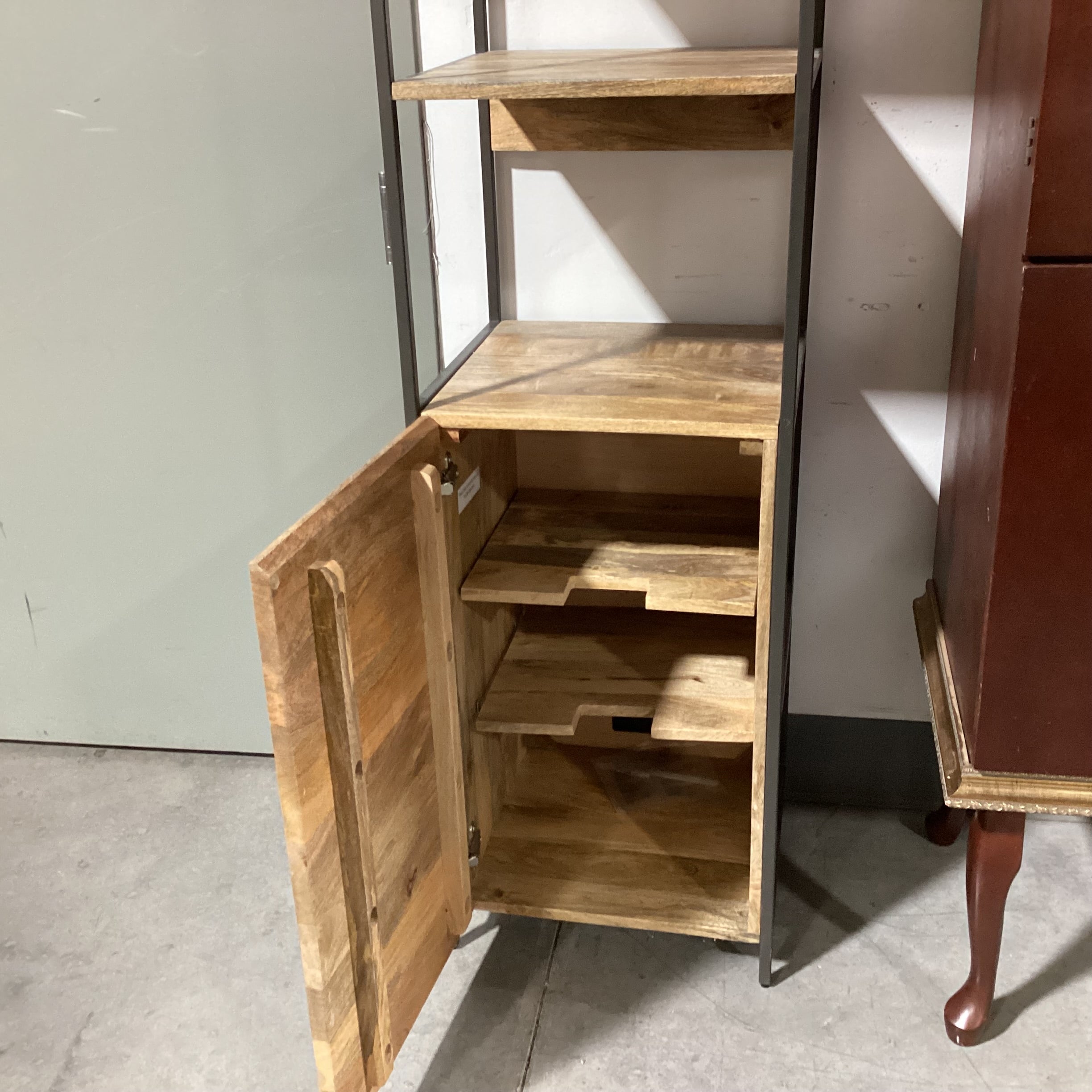 West Elm Natural Mango Wood & Metal with Storage Industrial Modern Shelves 17"x 17"x 84"