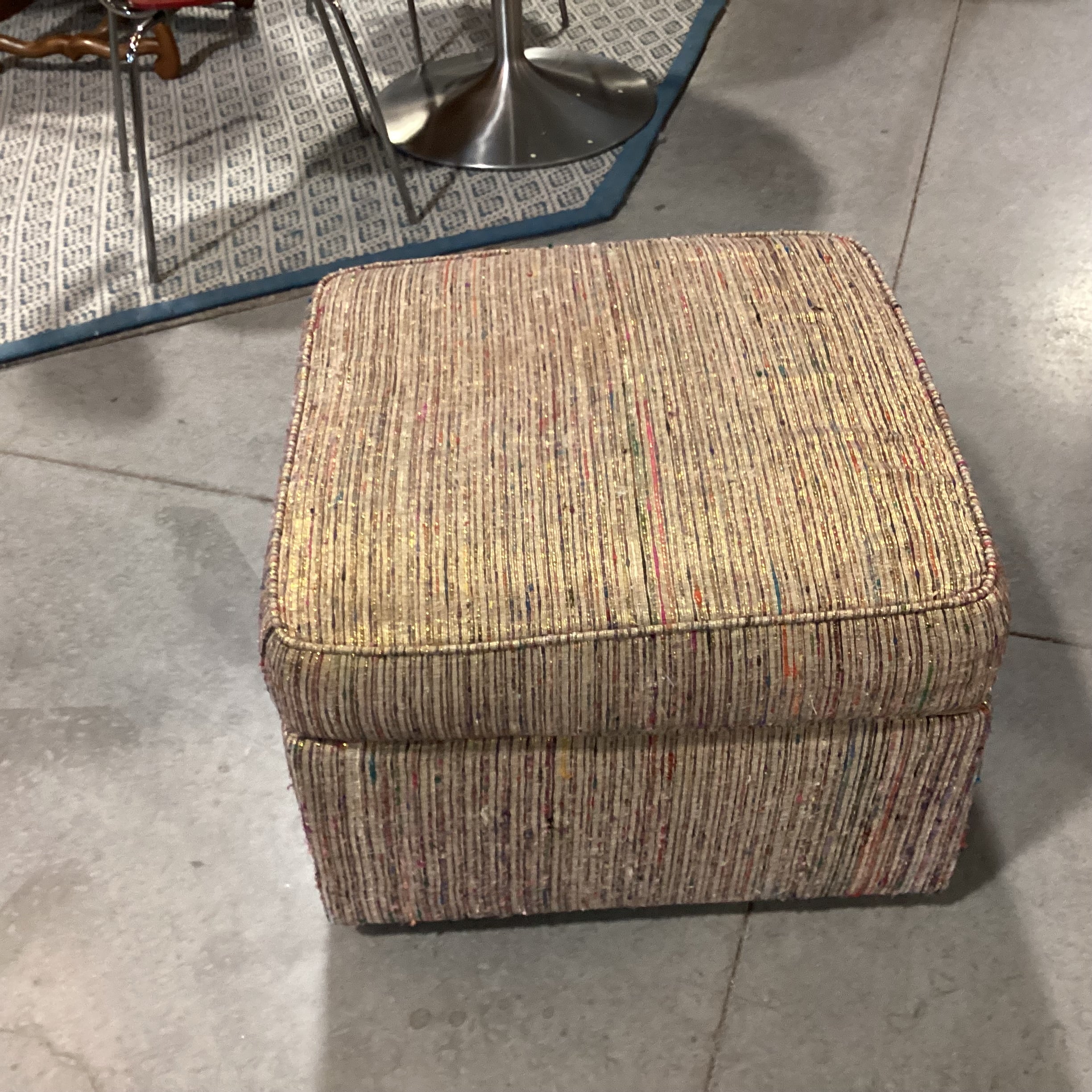 Gold Multi Woven Ottoman 26"x 26"x 19"