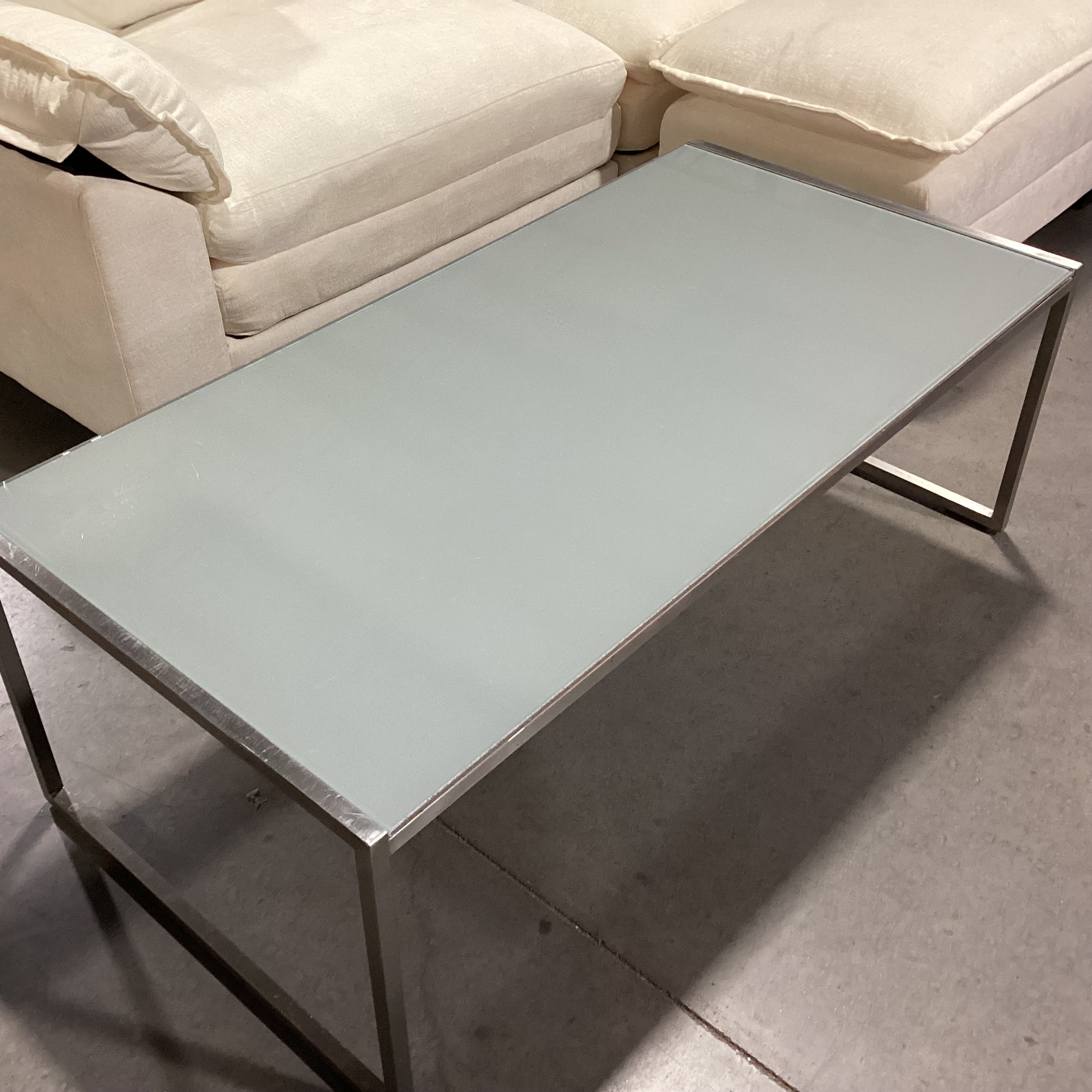 Frosted Glass & Chrome Modern Coffee Table 48"x 24"x 17"