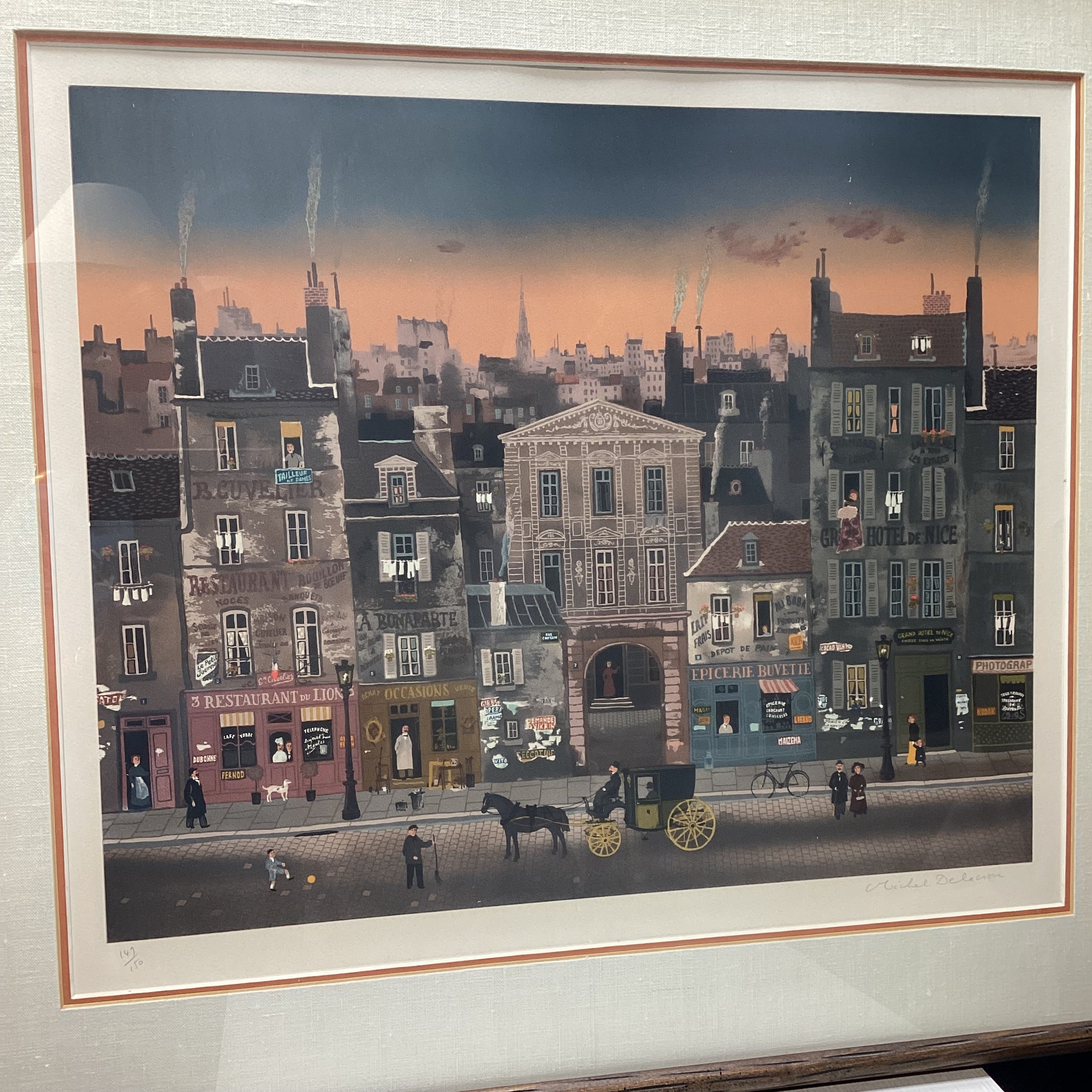 Michel Delacroix Pencil Signed "Crepuscule" Limited Edition Lithograph Print 33.5" x 30"