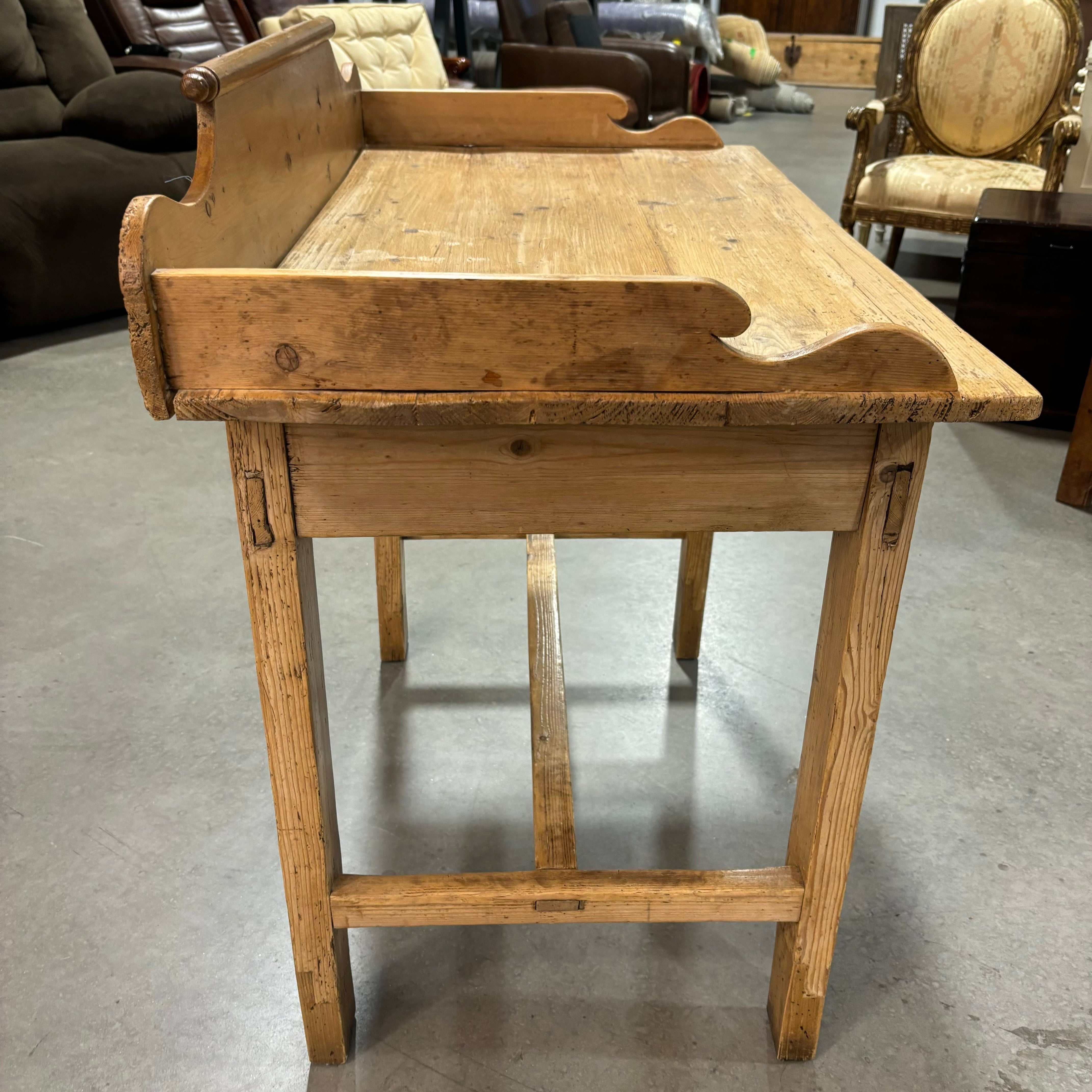 Antique Natural Pine 2 Drawer with Detailed Backsplash Desk 42"x 24"x 40"