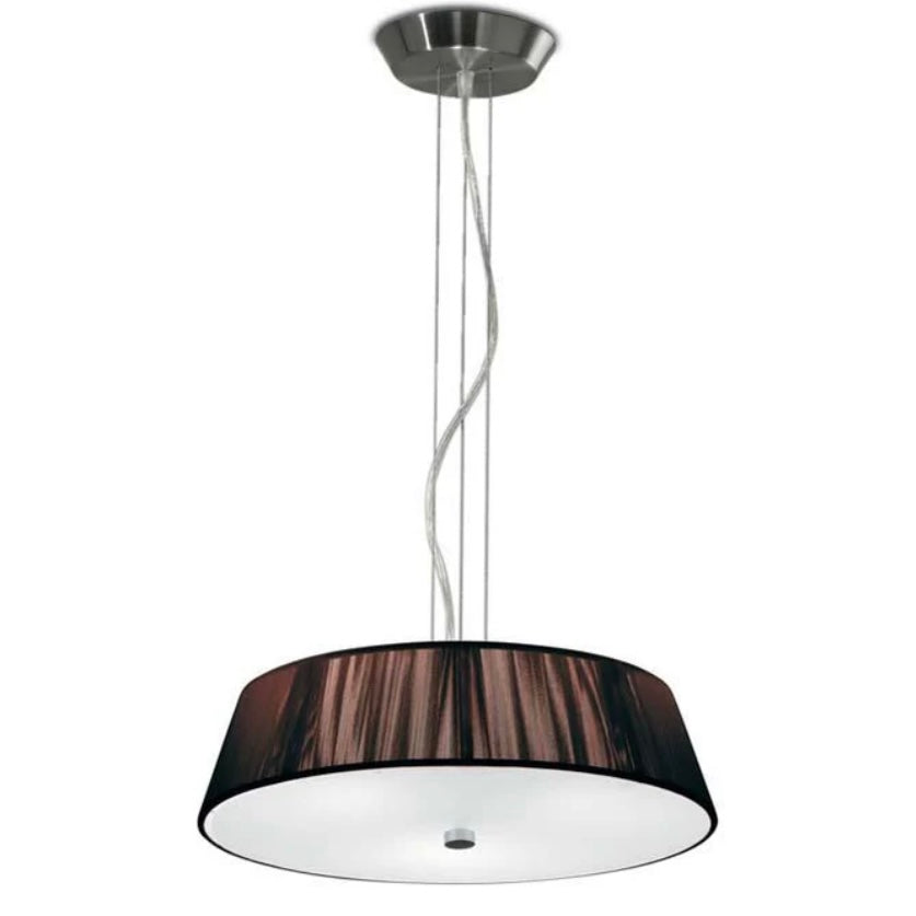 Leucos Lighting Lilith 3-Light Mocha Cotton with Glass Cylindrical Shade Suspension Ceiling Pendant 16.14" Diameter x 3.94" - 118"