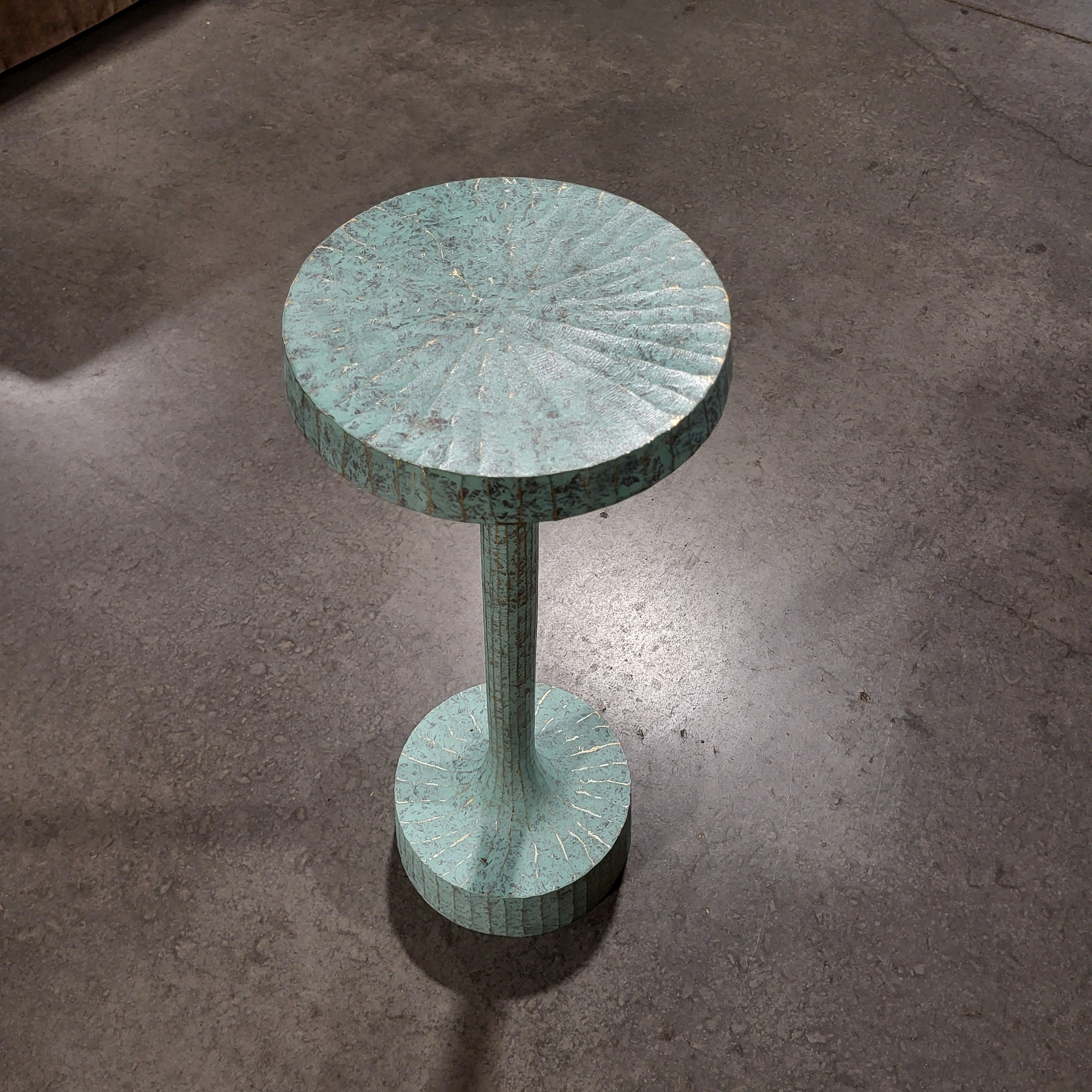 CB2 Turquoise Vermut Metal Pillar Accent Table 9" Diameter x 24.5"