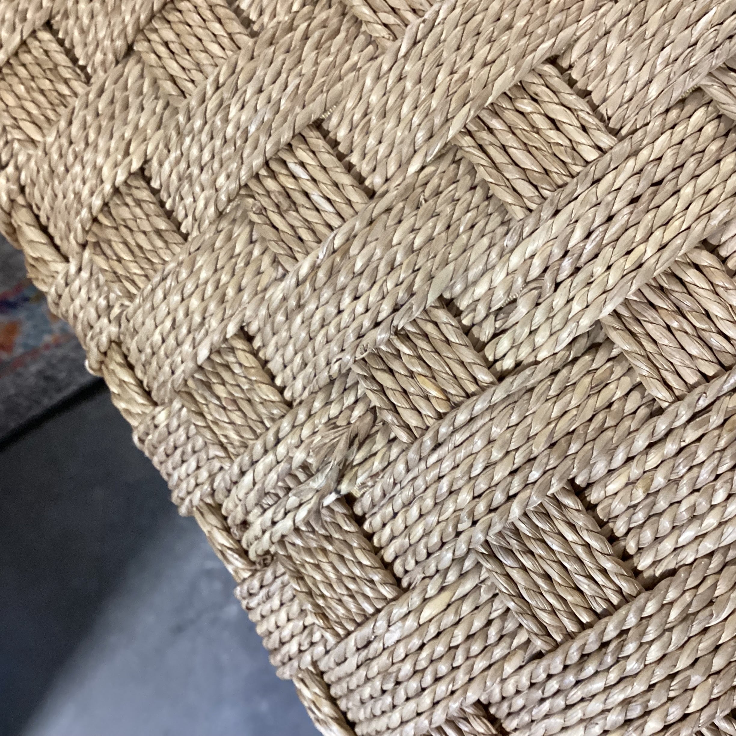 Basket Weave & Wood Bench 36"x 18"x 18"