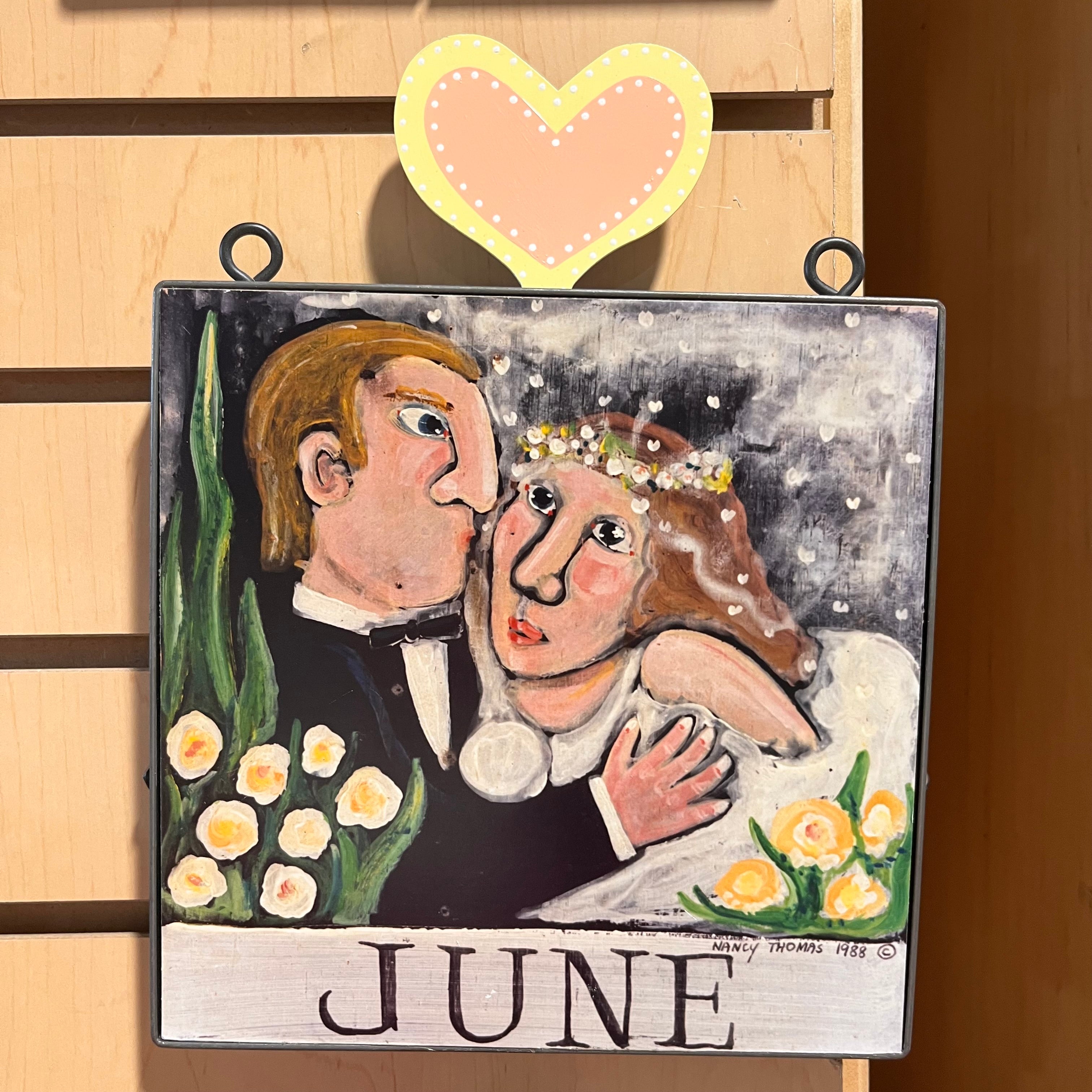 Nancy Thomas Folk  Art Calendar Plaque: June Wall Decor; 8"x 11"