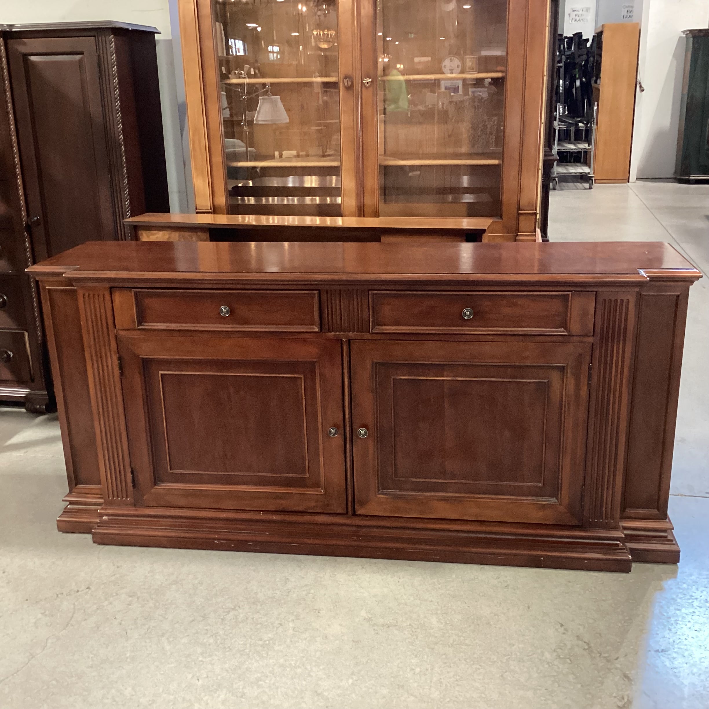 Ethan Allen Solid Carved Finished Wood 4 Door 2 Drawer Sideboard 78.5"x 19"x 31"