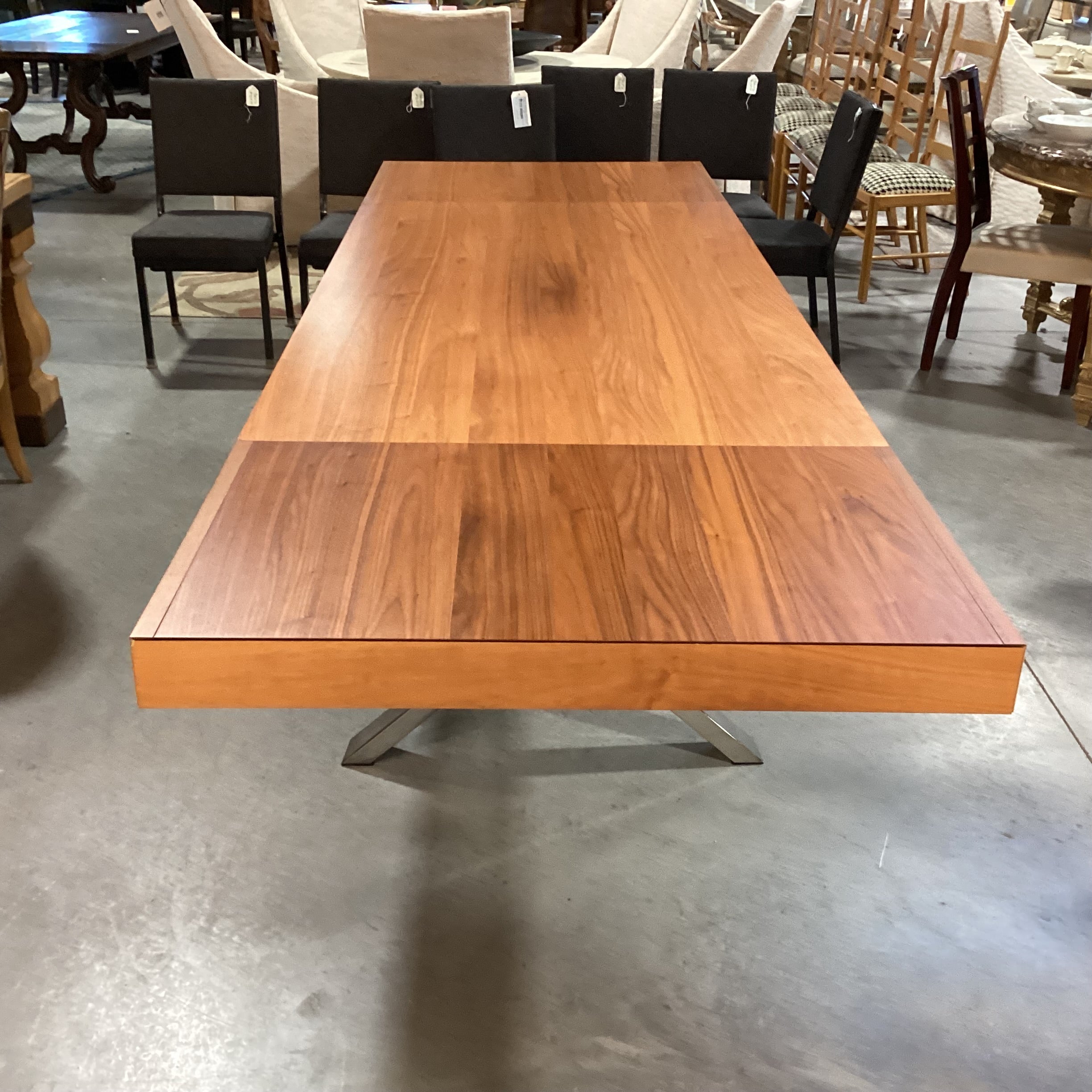 Calligaris Italian Modern Veneer & Chrome with End Extend Tuck Under Leaves Dining Table 71" to 118"x 39.5"x 30"