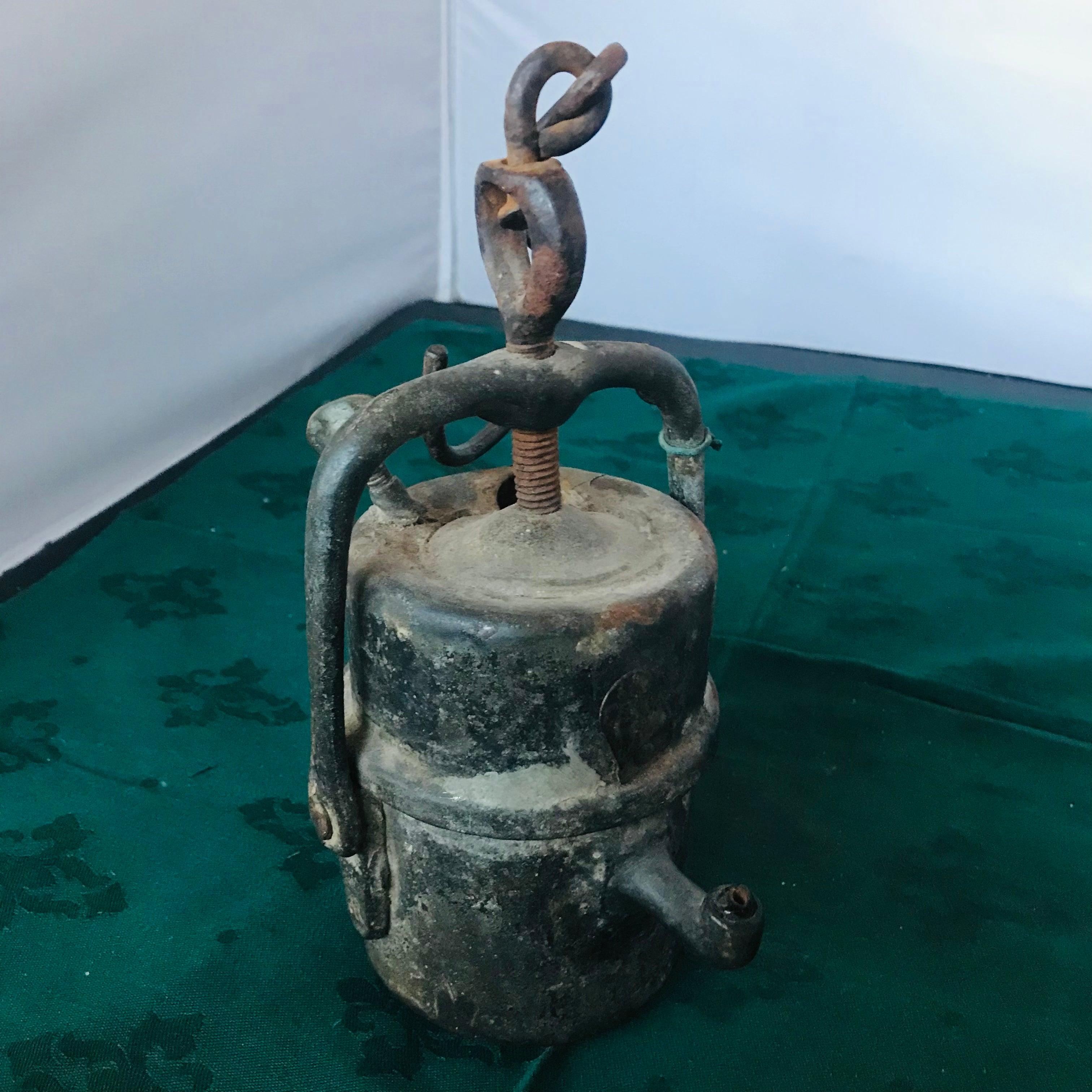 Vintage Carbide Mining Lamp,4.5"x 12.5"