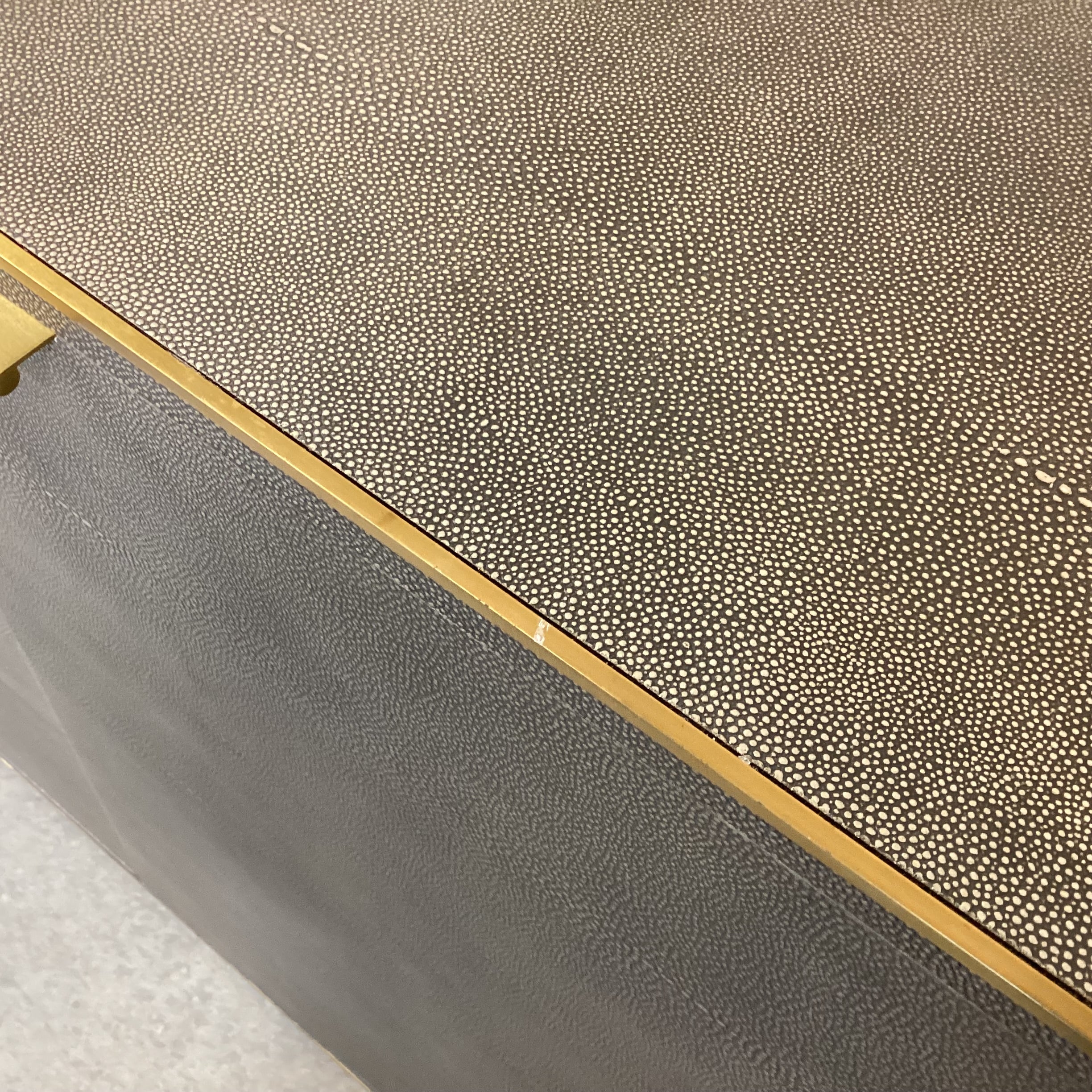 Restoration Hardware Saunderson Shagreen & Brass Cabinet Console 42"x 21"x 30.5"