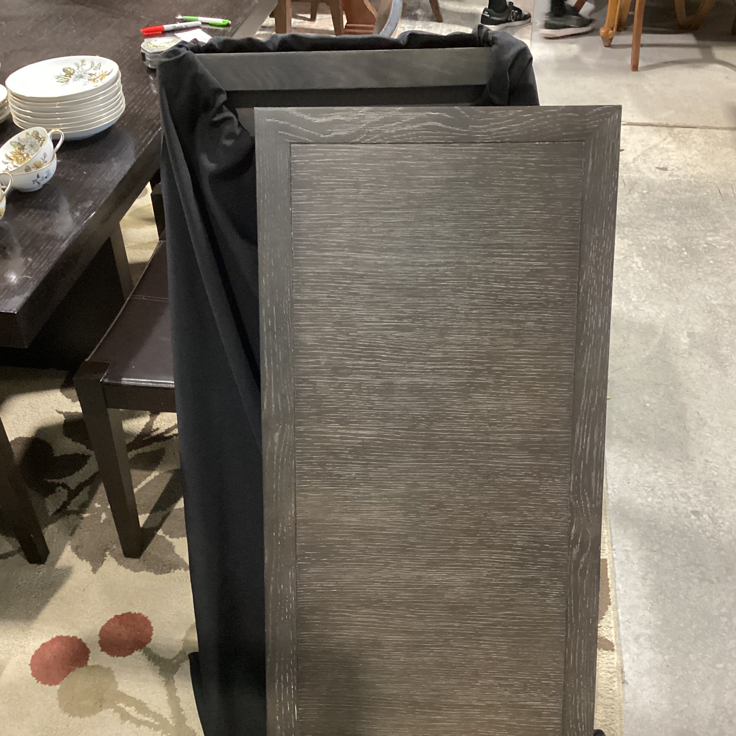 Mitchell Gold & Bob Williams Modern Cerused Charcoal Finish Oak Geometrical Pedestals with Brass Emerson Dining Table 96" to 132"x 42"x 30.5"