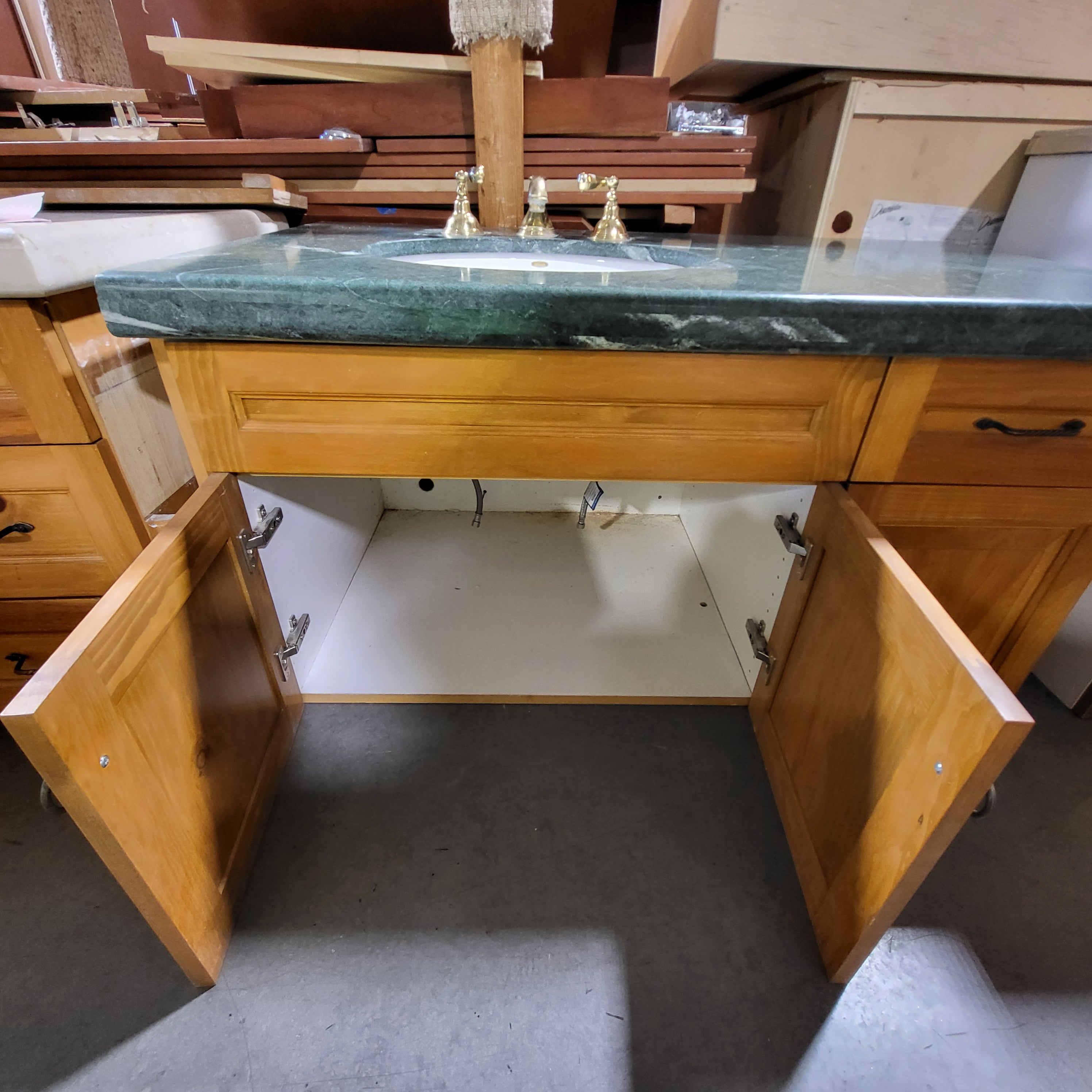 Green Granite Top 1 Drawer 3 Door with Kohler Sink Vanity 47"x 26"x 25"