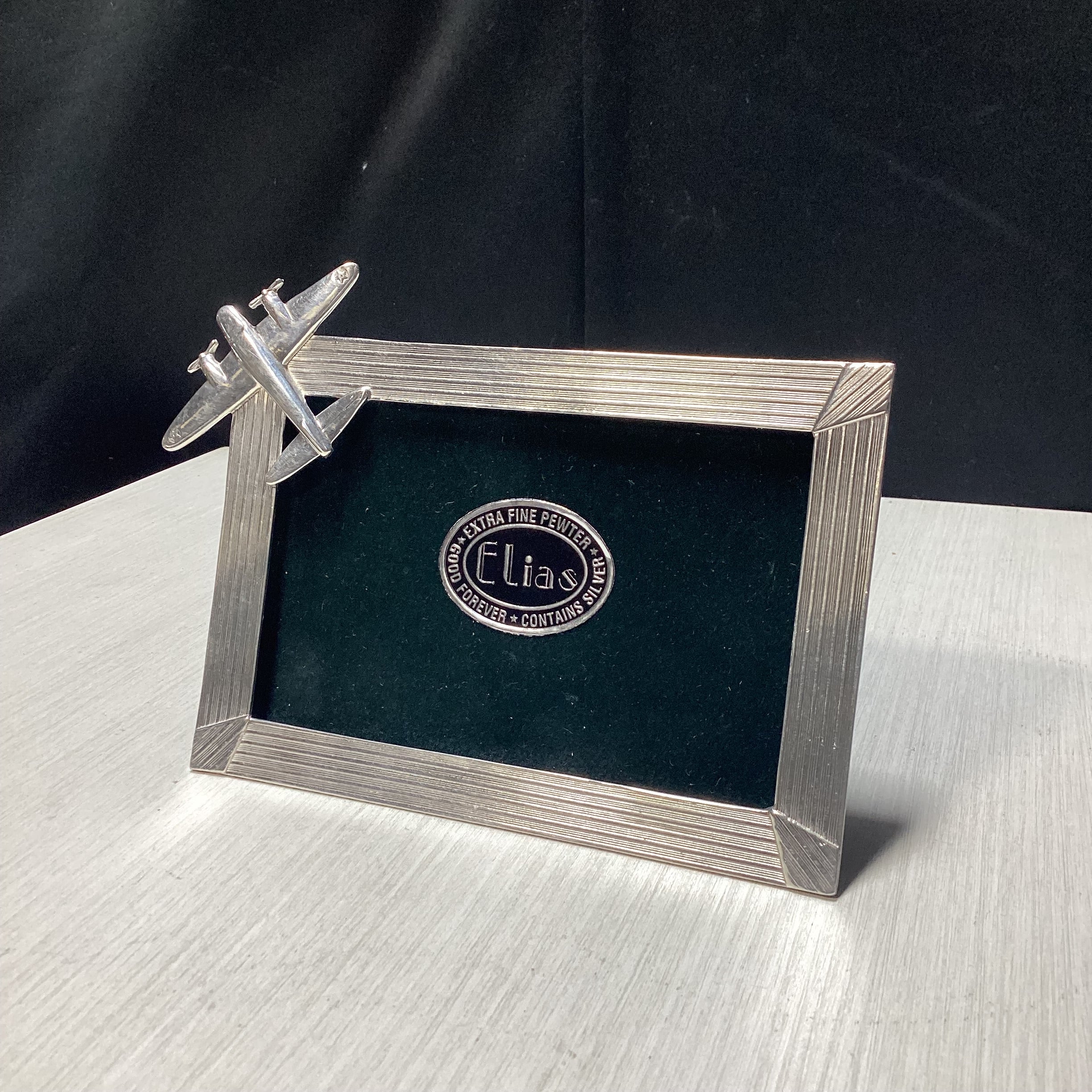 Elias Extra Fine Pewter Silver Frame With Airplane 6.5" x 4.5"