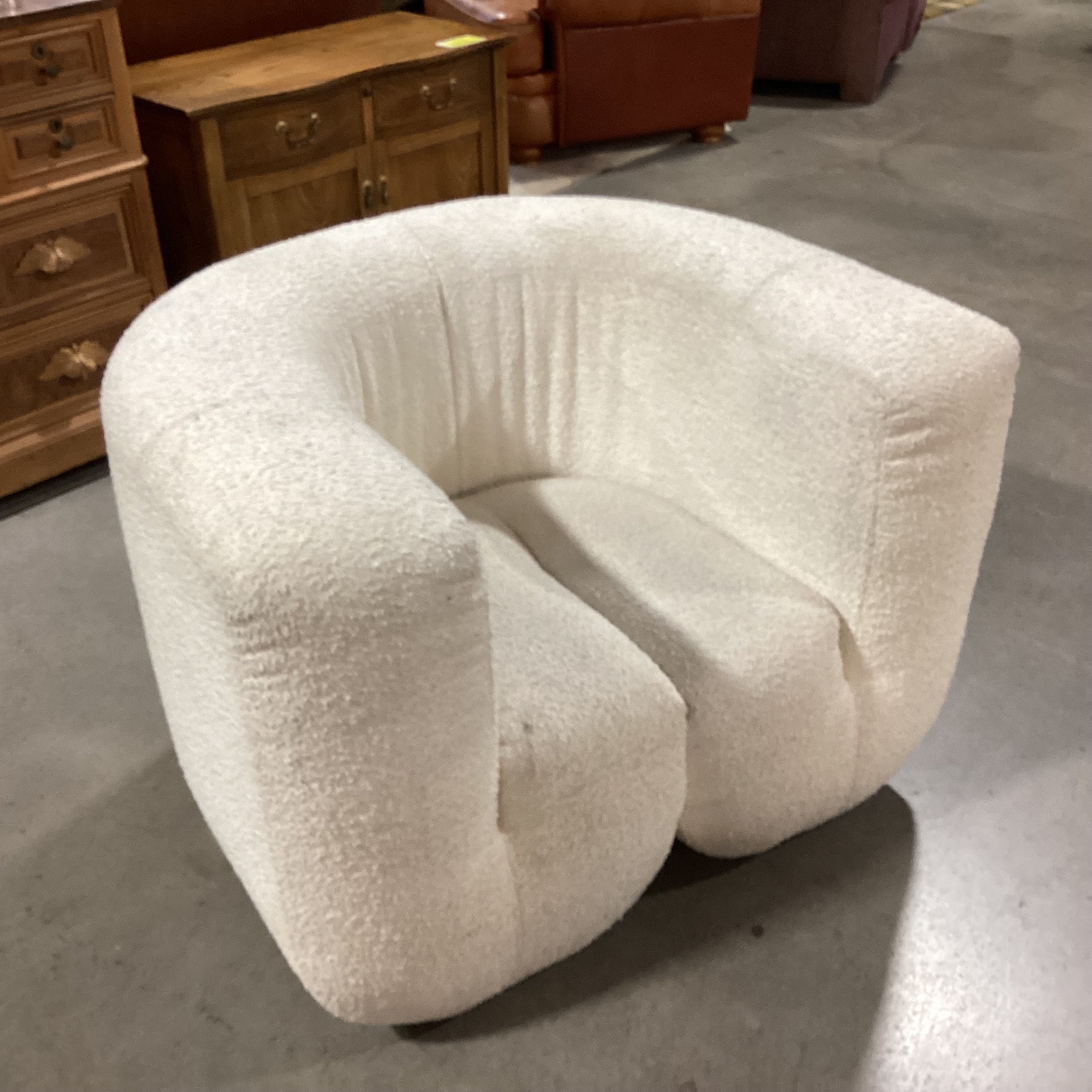 Contemporary Ivory Boucle Chair 41"x 34"x 29"