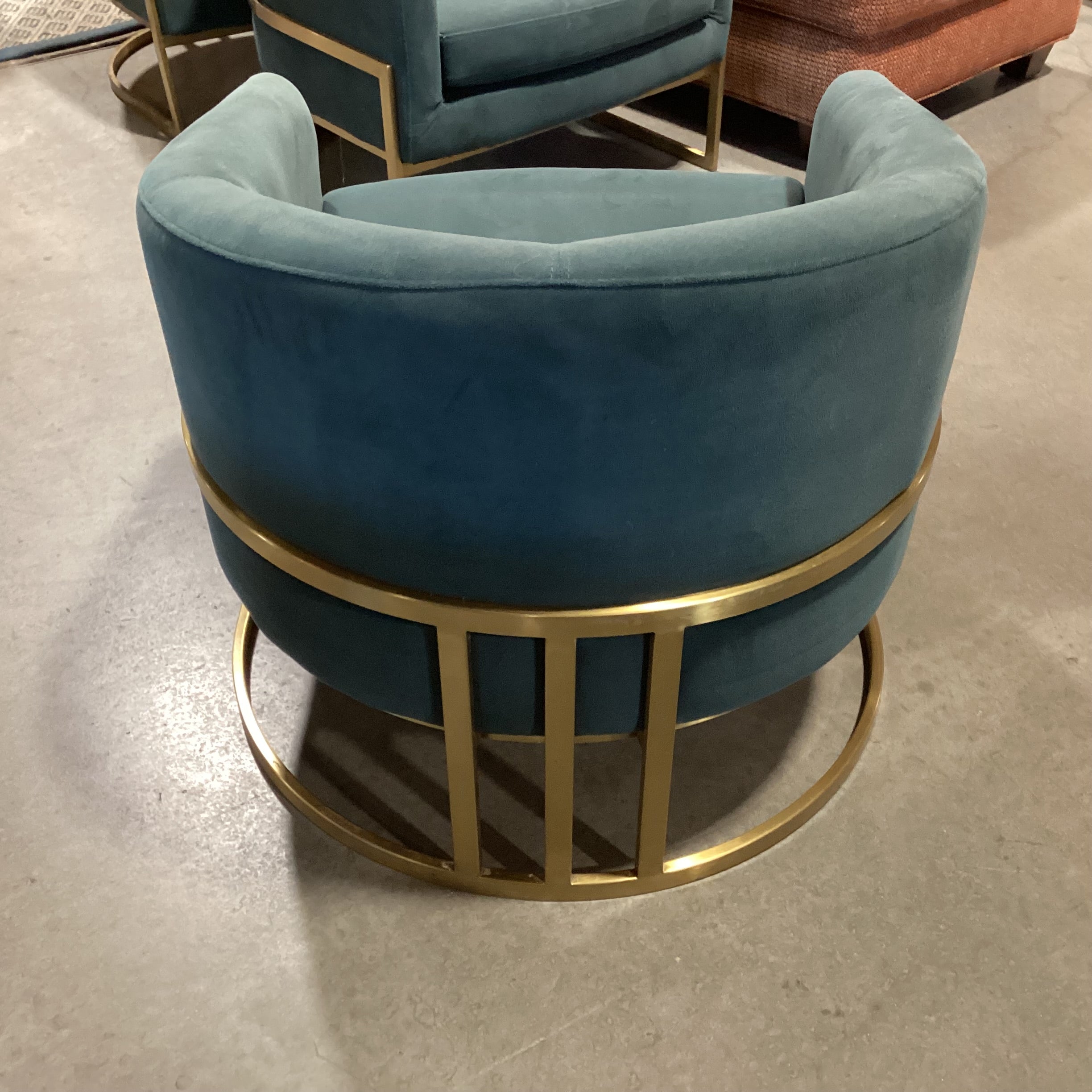 Four Hands Corbin Green Velvet & Gold Metal Modern Chair 28"x 28"x 26"