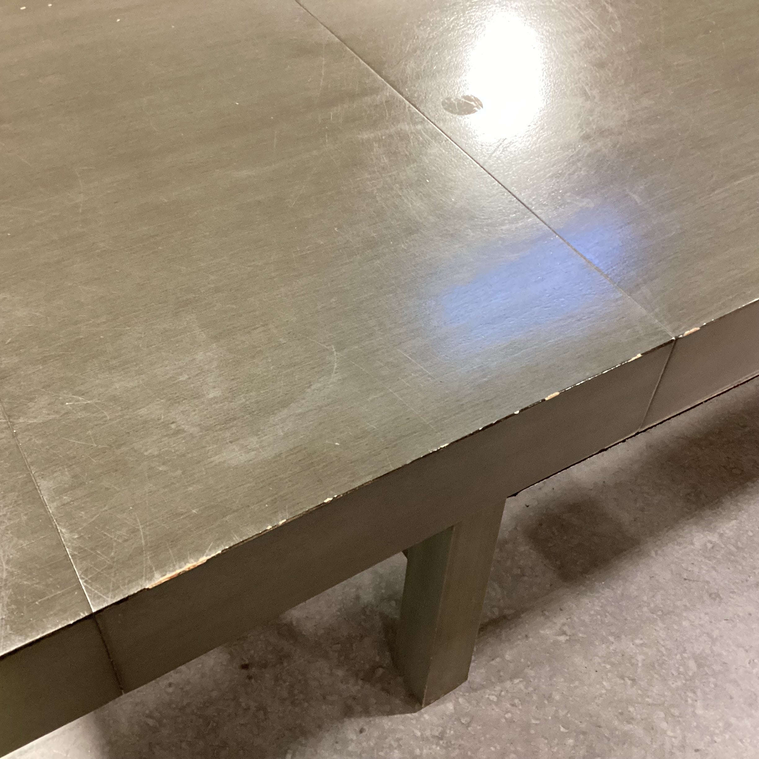 Standard Furniture Grey Finish Trestle & 2 End Leaves Dining Table 95"x 42"x 30"