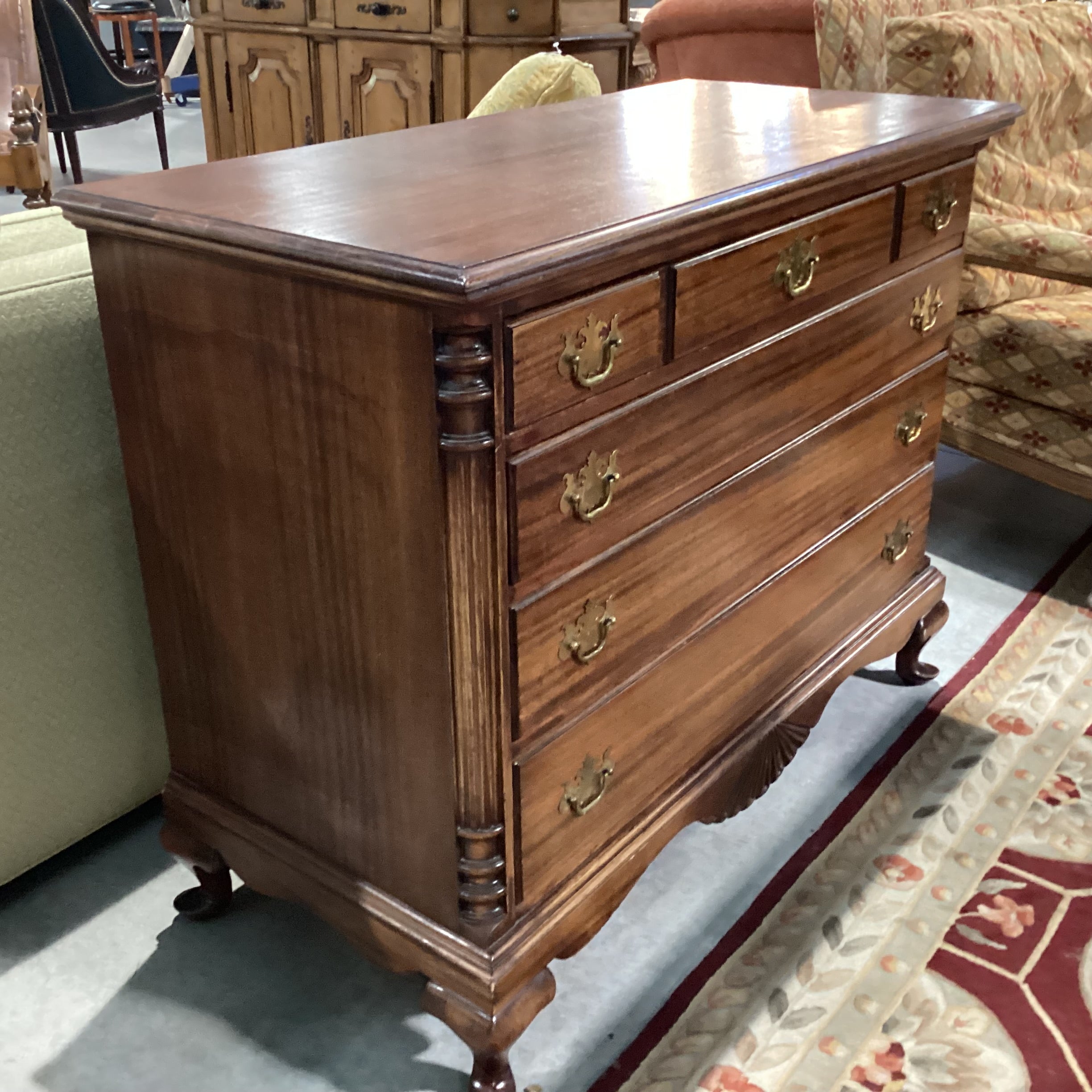 Antique Finished Mahogany 4 Drawer Chest 45"x 21"x 36"